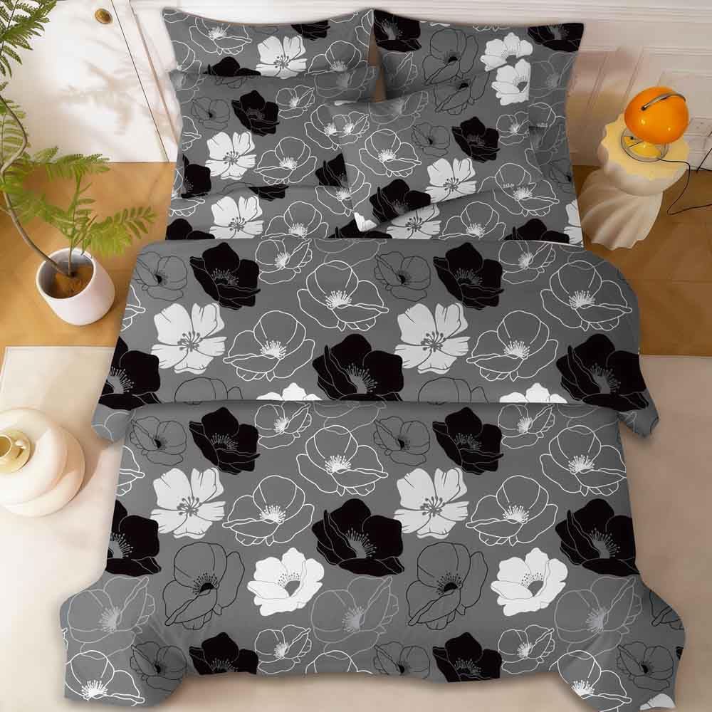 SDY Black Floral Twin Size Comforter Set, Luxury Soft Bed in a Bag Twin 5 Pieces, All Season Bedding Set with Comforters, Sheets, Pillowcase & Sham