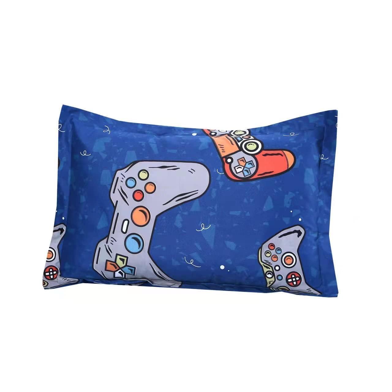 SDIII Blue Gamer Twin Fitted Sheet and 2 Pillowcases, Deep Pocket Soft Microfiber Gaming Bottom Sheet Twin for Kids Boys Girls Teens