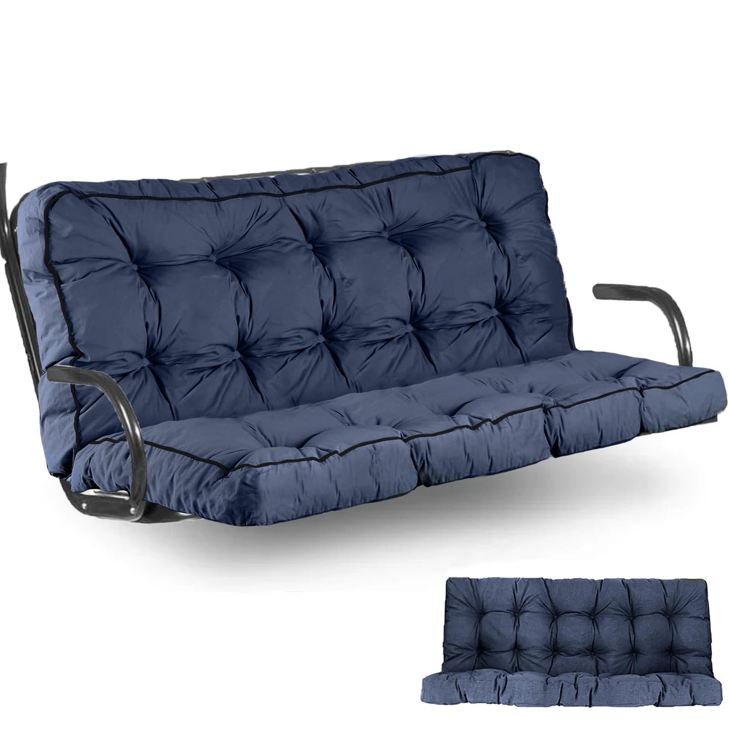 Yehotty Outdoor Swing Cushions Waterproof, Thicken Porch Swing Cushion Replacement, 55 Inch Bench Seat Cushions for Garden Furniture Pad (Navy Blue, 40X55 inch)