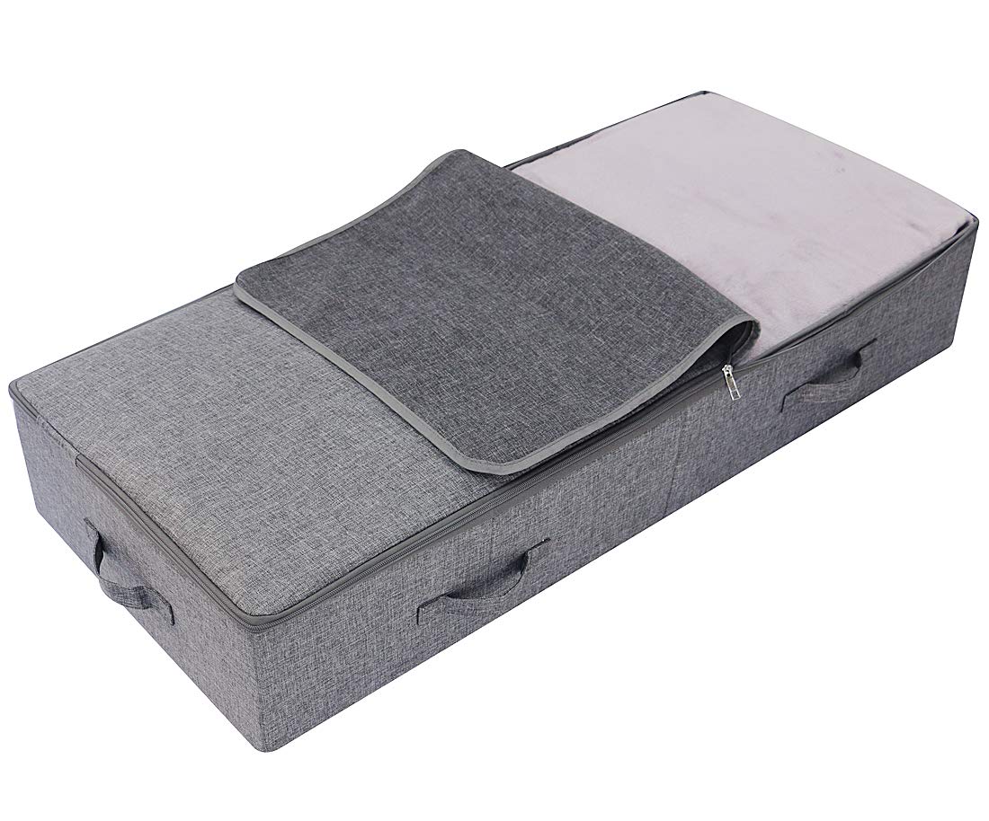 iwill CREATE PRO Under Bed Storage Bin, 100cm Large Foldable Container with Lid | 39.4"x16.9"x7" Dust-Proof Washable Organizer for Shoes, Clothing, Bedding | Durable Plastic Board, Dark Gray