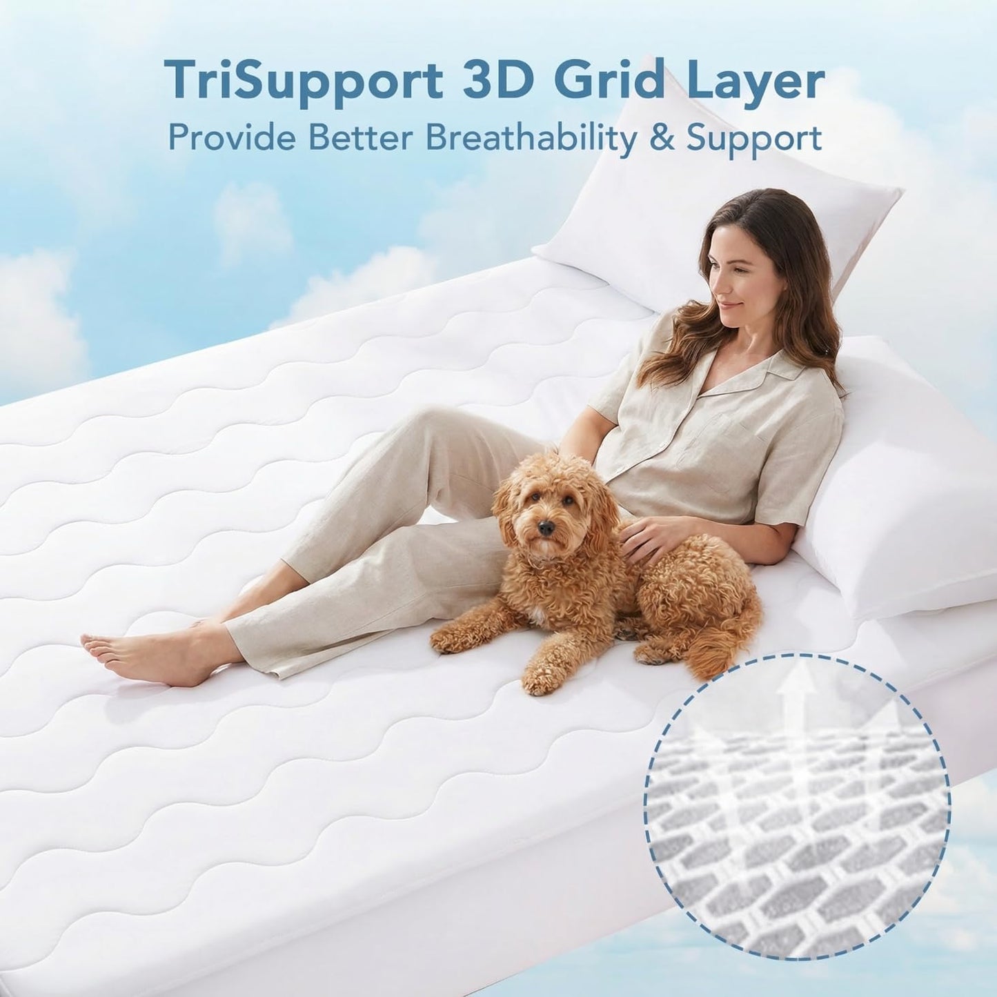Cooling Mattress Pad for Hot Sleepers, Queen Size, Waterproof, Cool-to-Touch with Arc-Chill 3.0, Breathable Fluffy Feel, Mattress Protector Cover Machine Washable, Deep Pocket up to 21"