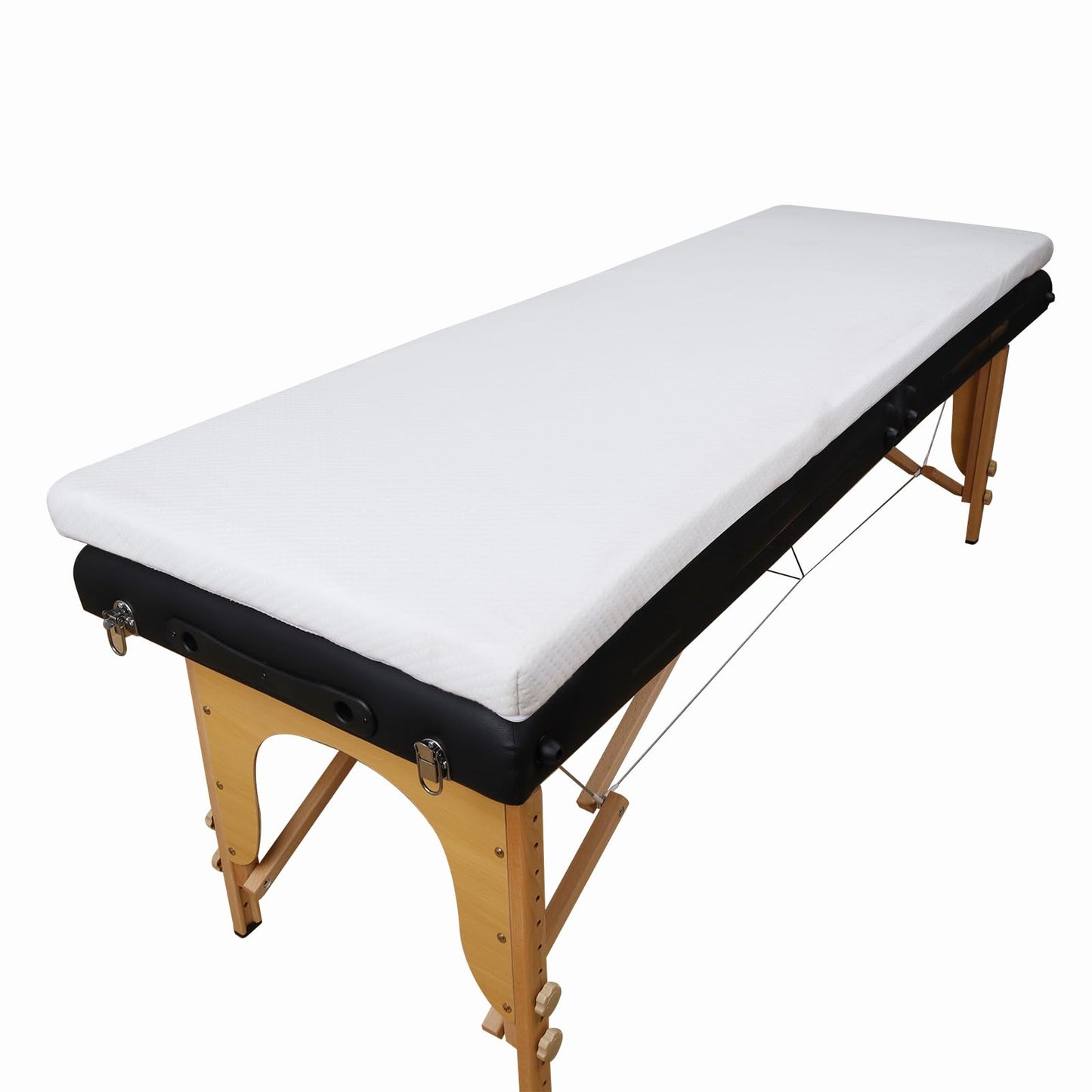 Lash Bed Foam Topper for Massage, 73x24x2 inch White Memory Foam, Removable Cover, Non-Slip Elastic Bands