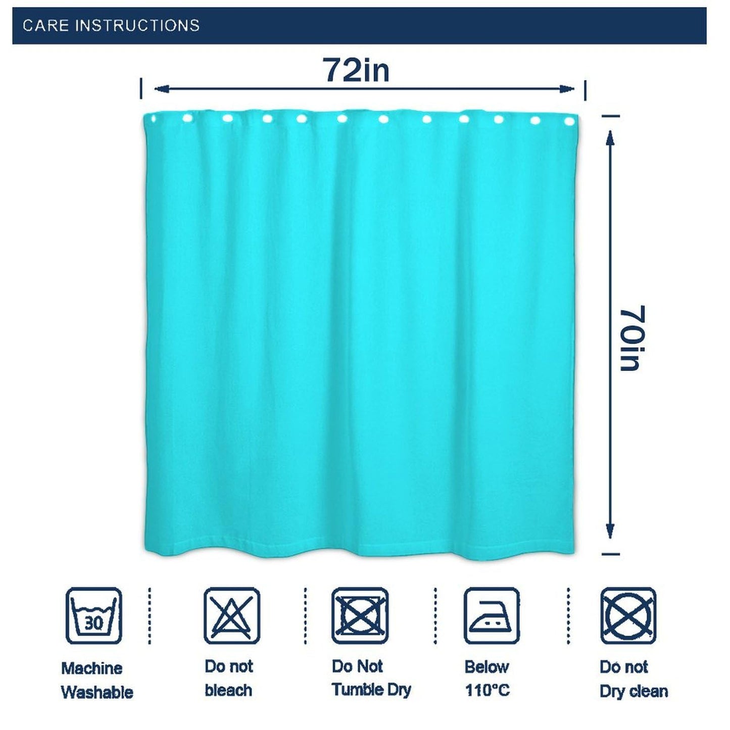 Meaudiwes Luxury Waterproof Shower Curtain Home Hotel Shower Curtain with Hooks Blue, 72"x 70"