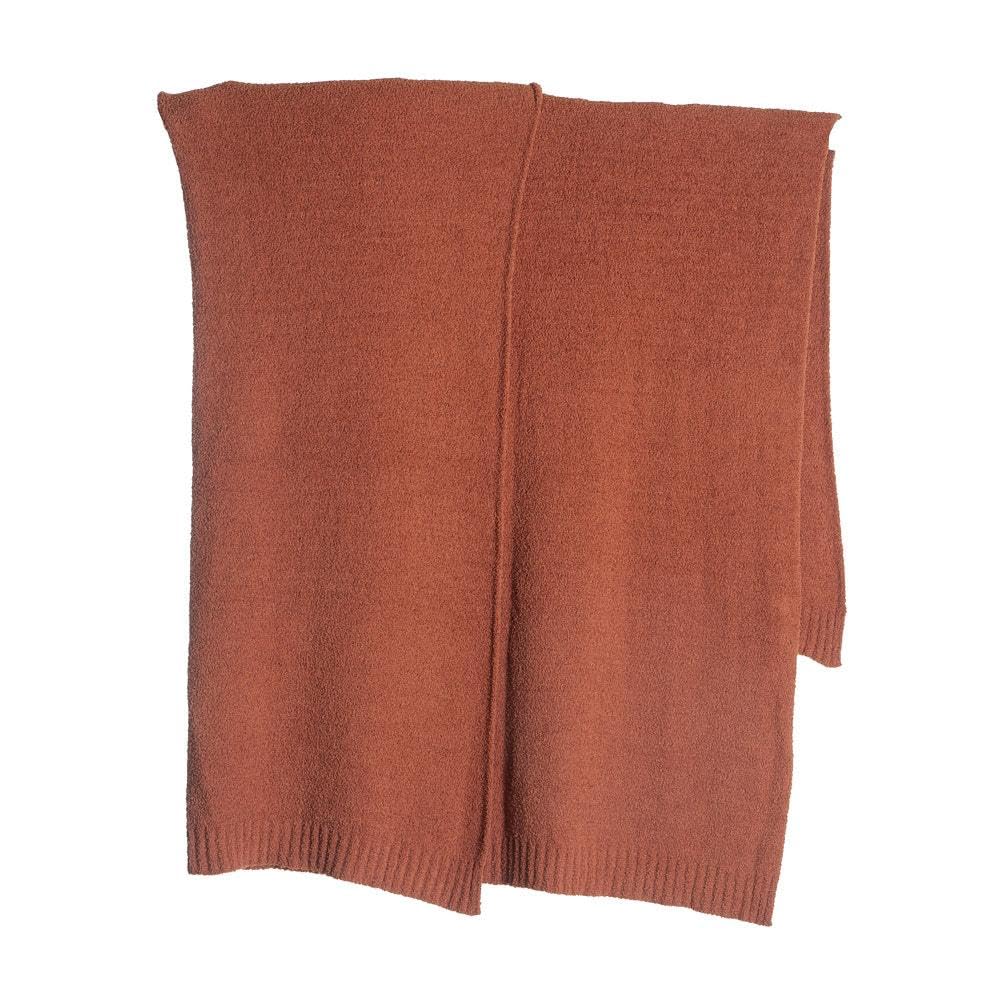 Carstens, Inc. Luxury Soft Stretchy Reversible Plush Throw Blanket, Large 50" x 60", Desert Clay