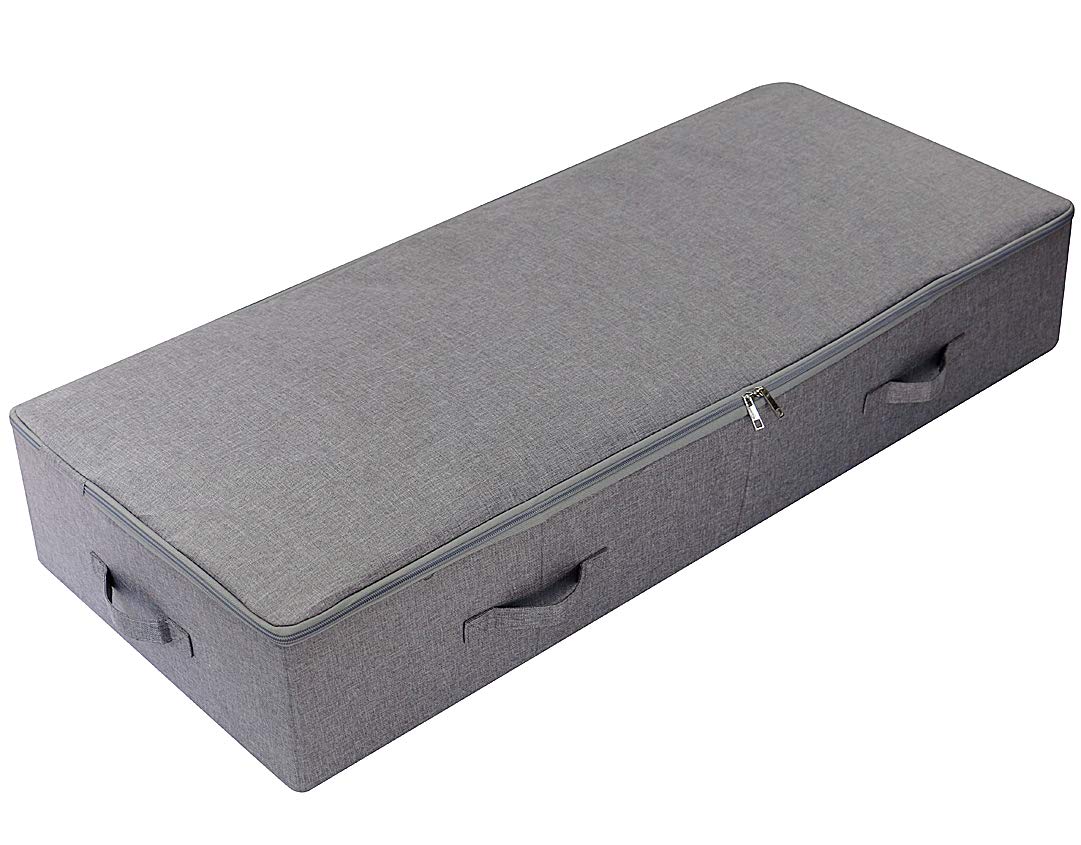 iwill CREATE PRO Under Bed Storage Bin, 100cm Large Foldable Container with Lid | 39.4"x16.9"x7" Dust-Proof Washable Organizer for Shoes, Clothing, Bedding | Durable Plastic Board, Dark Gray