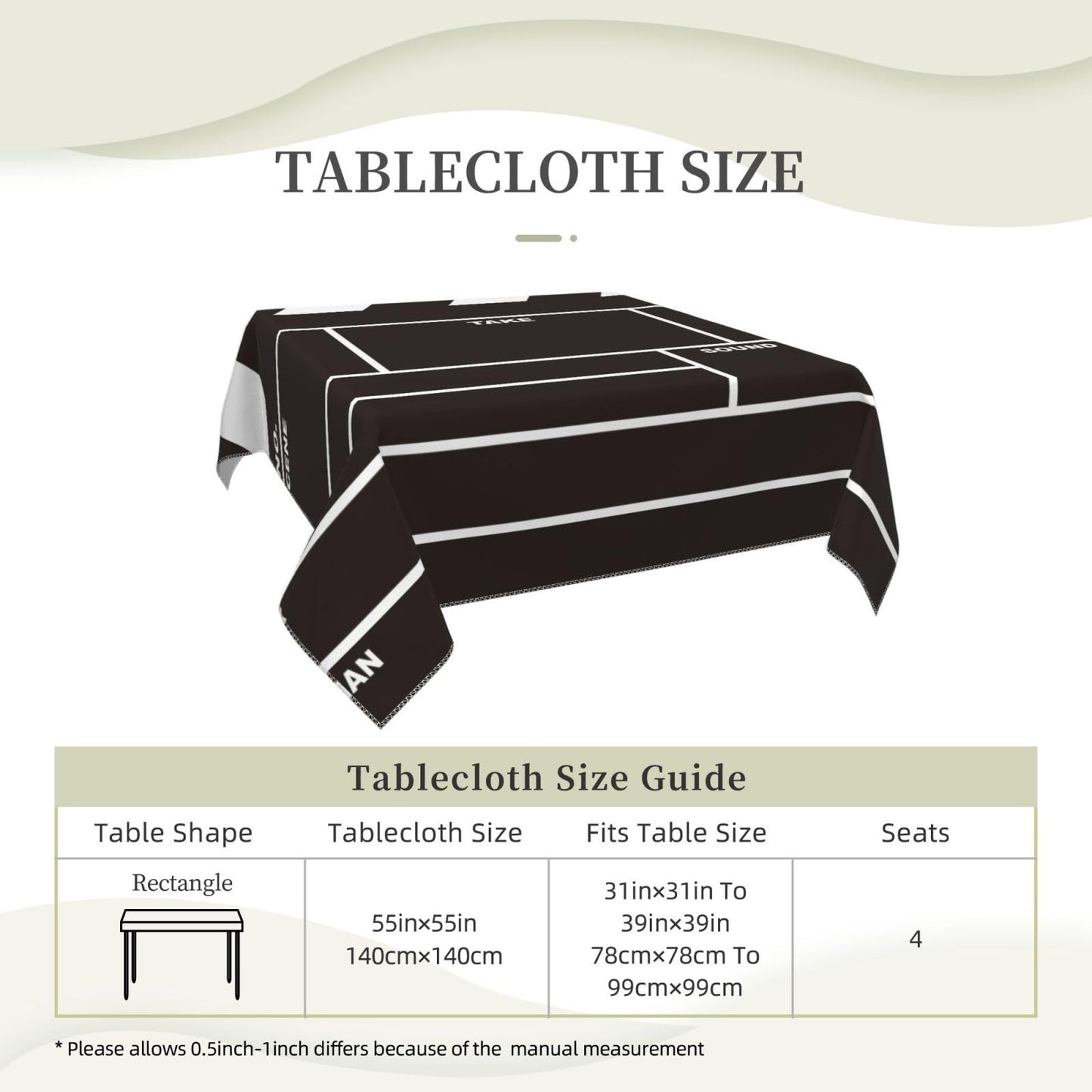 Entemne Square Table Cloth 55x55 Inch Movie Film Clap Board Tablecloth Washable Soft Wrinkle Free Dust Proof Card Table Cover for Tea Party Picnic Kitchen Dining Decor