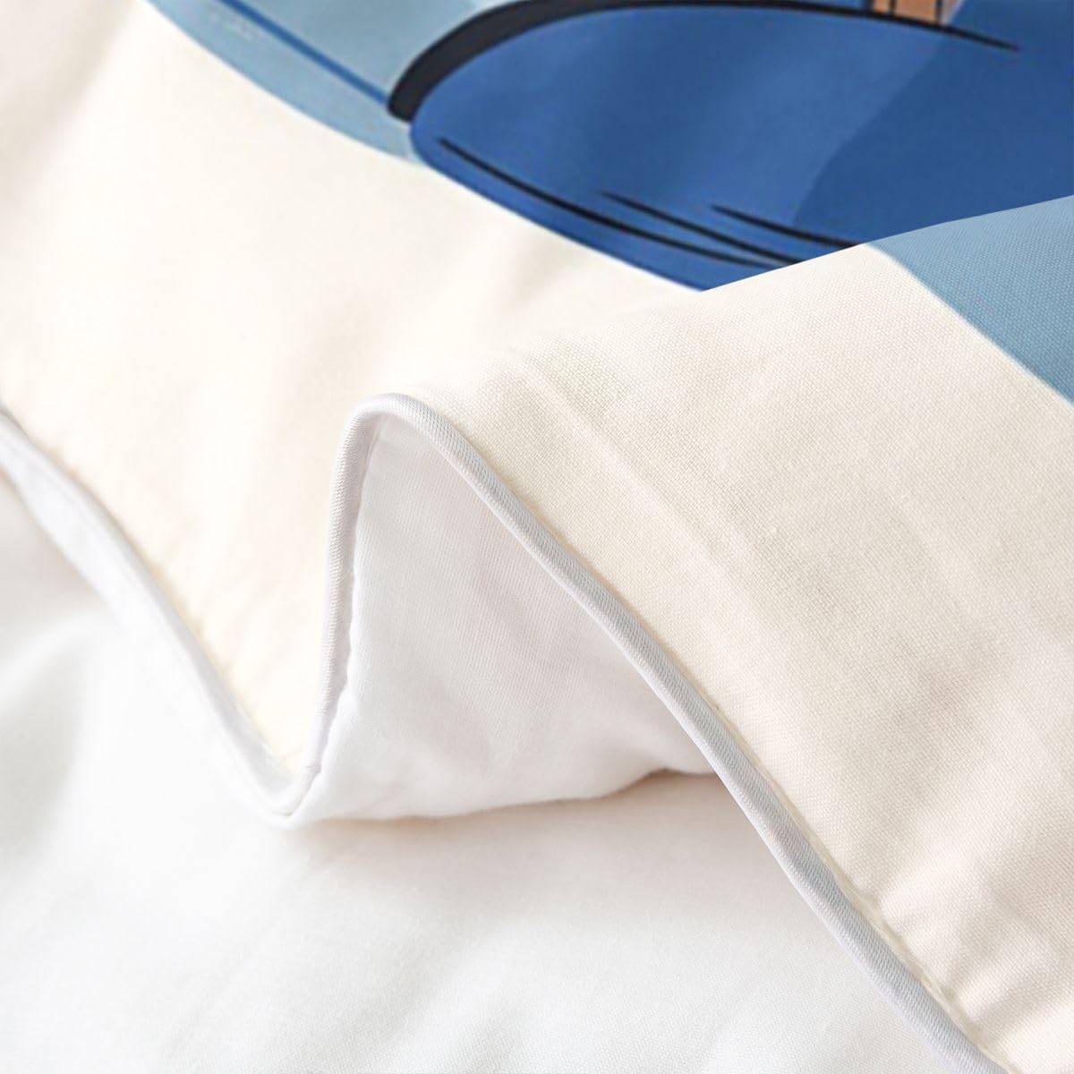 Erosebridal Blue Floral 100% Cotton Duvet Cover Full Blue Beige Bedding Set for Kids Girls Boys Adults Modern Minimalist Comforter Cover Flower Branches Pastoral Bedclothes 3 Pcs