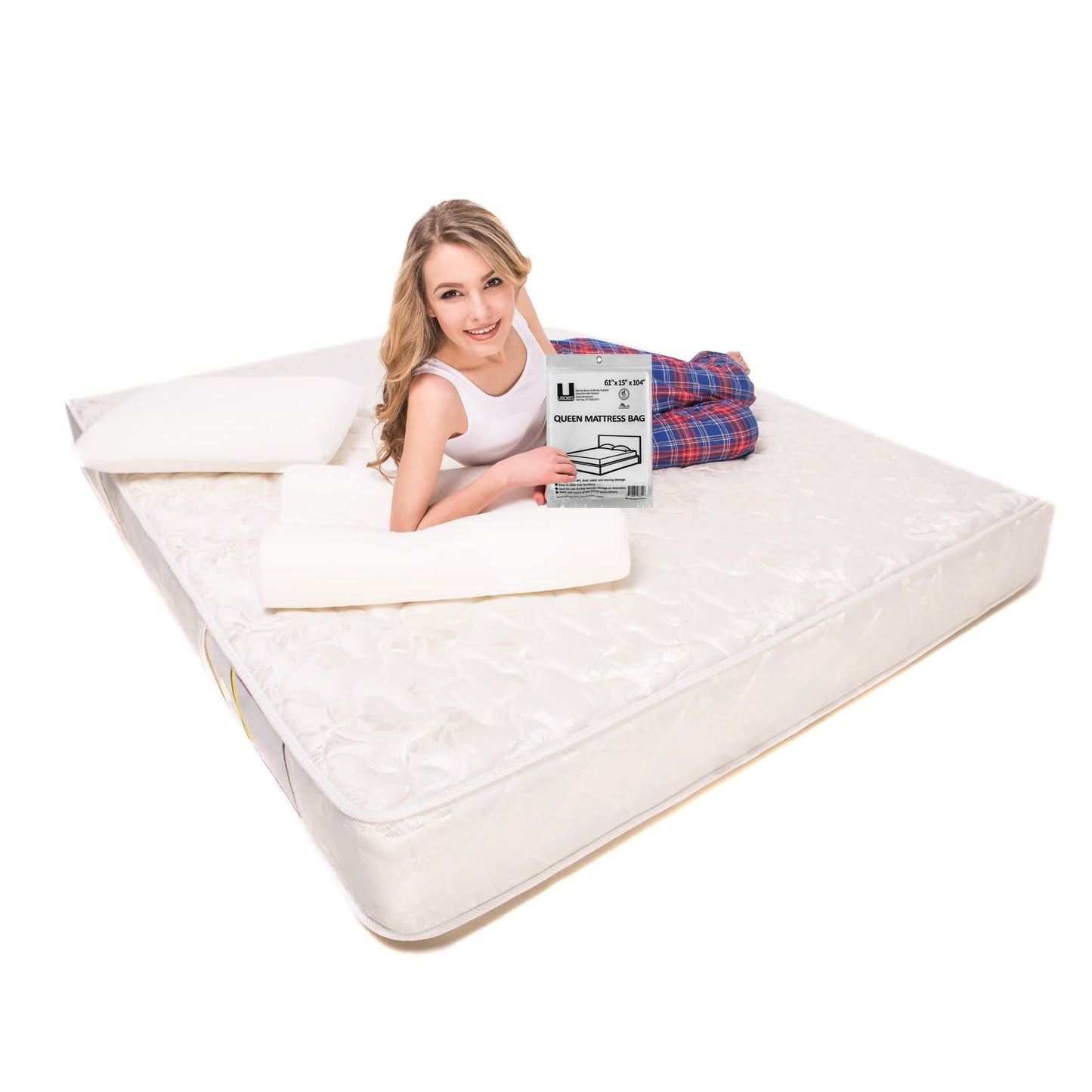 UBOXES Queen Size Mattress Covers/Bags 61" x 15" x 104" Moving Supplies (QUEENCOVER02) (packaging may vary)