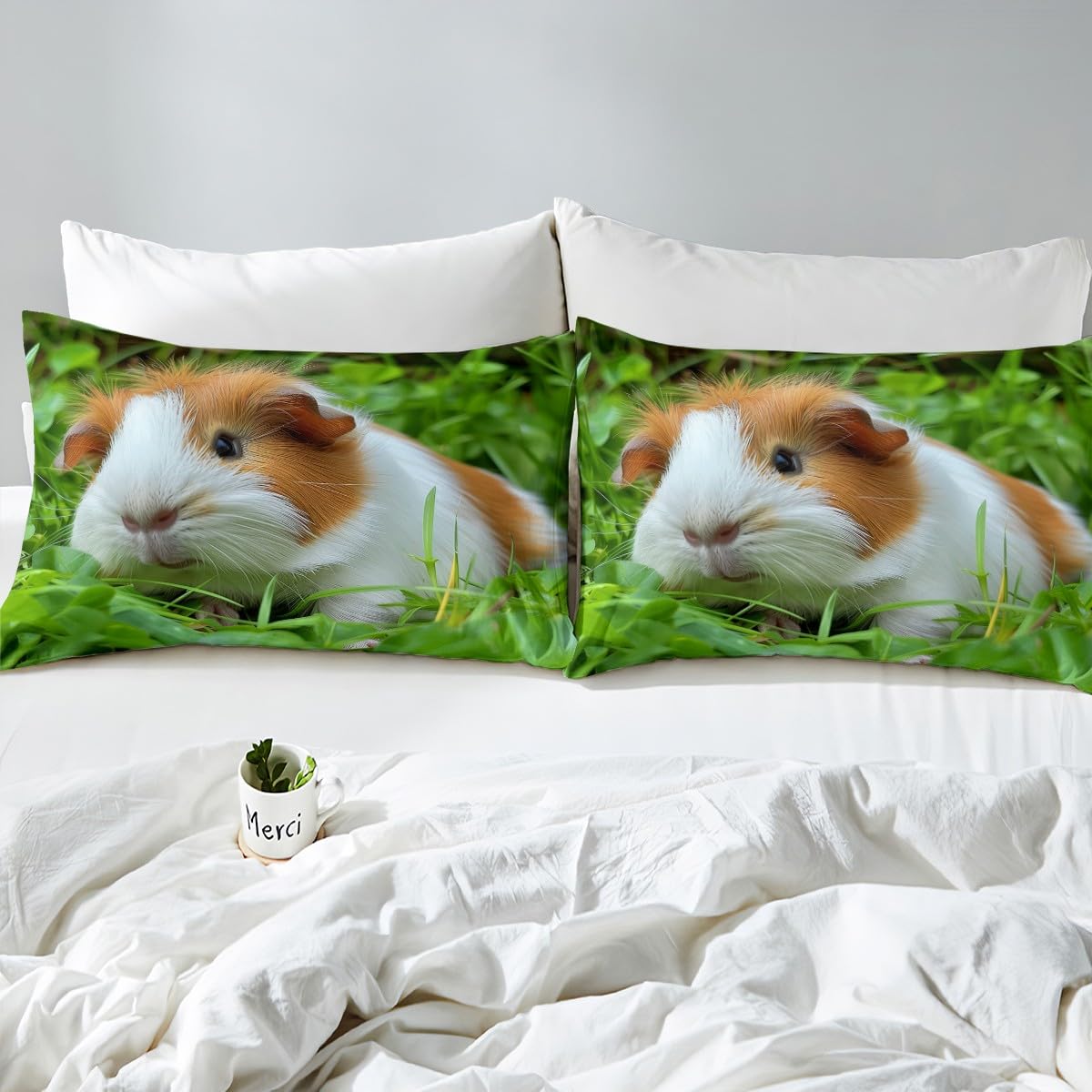Erosebridal Kid Guinea Pig Duvet Cover Full Cute Guinea Pig Comforter Cover Rodent Breeds Bedspread Cover Animal Print Bedding Set Breathable Decoration 1 Duvet Cover with 2 Pillow Cases