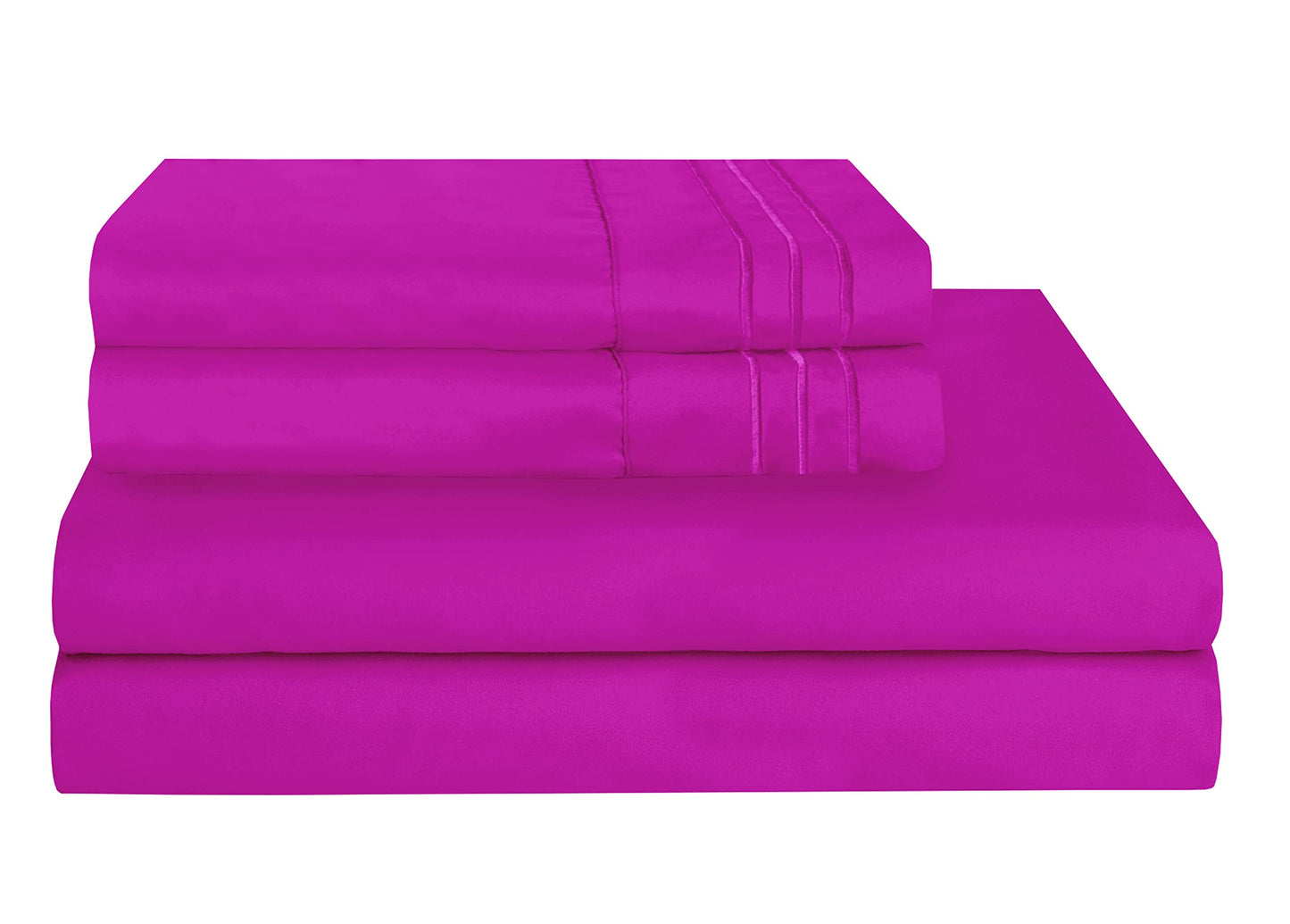 Vacco Queen Sheet Set - Luxury Hotel 1800 Series 4-Piece Bedding Sheets & Pillowcases - Ultra Soft Breathable & Cooling Bed Sheets - Deep Pocket - Wrinkle Resistant - 4 Piece Set - Queen, Hot Pink
