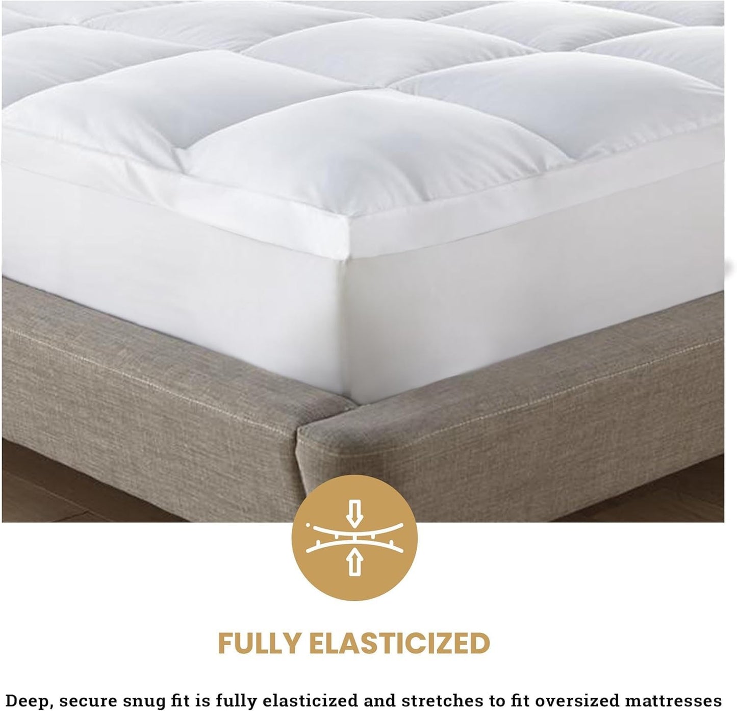 Superior Mattress Topper, Down Alternative, 2 Inch Deep Sized Bed Pillow Top, Comfort Pad, Fluffy Mattress-Topper Protector, Plush Cooling Extra Soft, Hotel Quality, Sleep, All-Season, Twin, White
