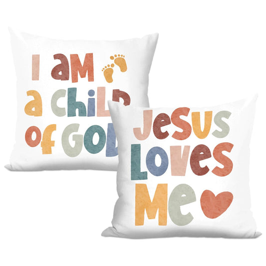 2 Pcs Boho Classroom Reading CornerThrow Pillow Covers 18x18 Inch, Bible Verse Throw Pillows, Inspirational Quote Christian Decor Pillows for Calming Corner Cozy Corner Nursery, Christian Gifts