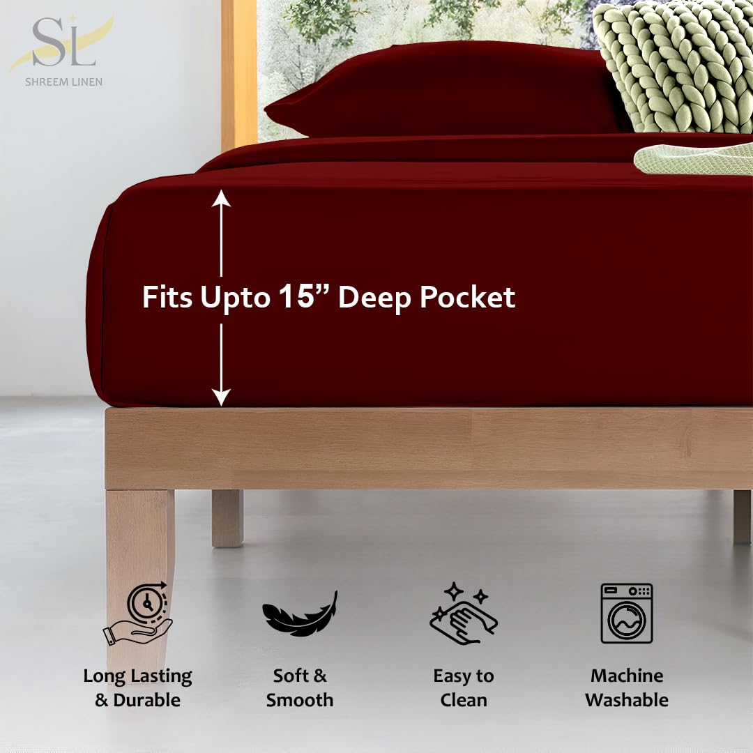 Full XL Sheet Set for Dorm, Soft Microfiber Bed Sheets with Pillowcase, Wrinkle Resistant & Lightweight, Ideal for College Dorm Room Bed, Burgundy