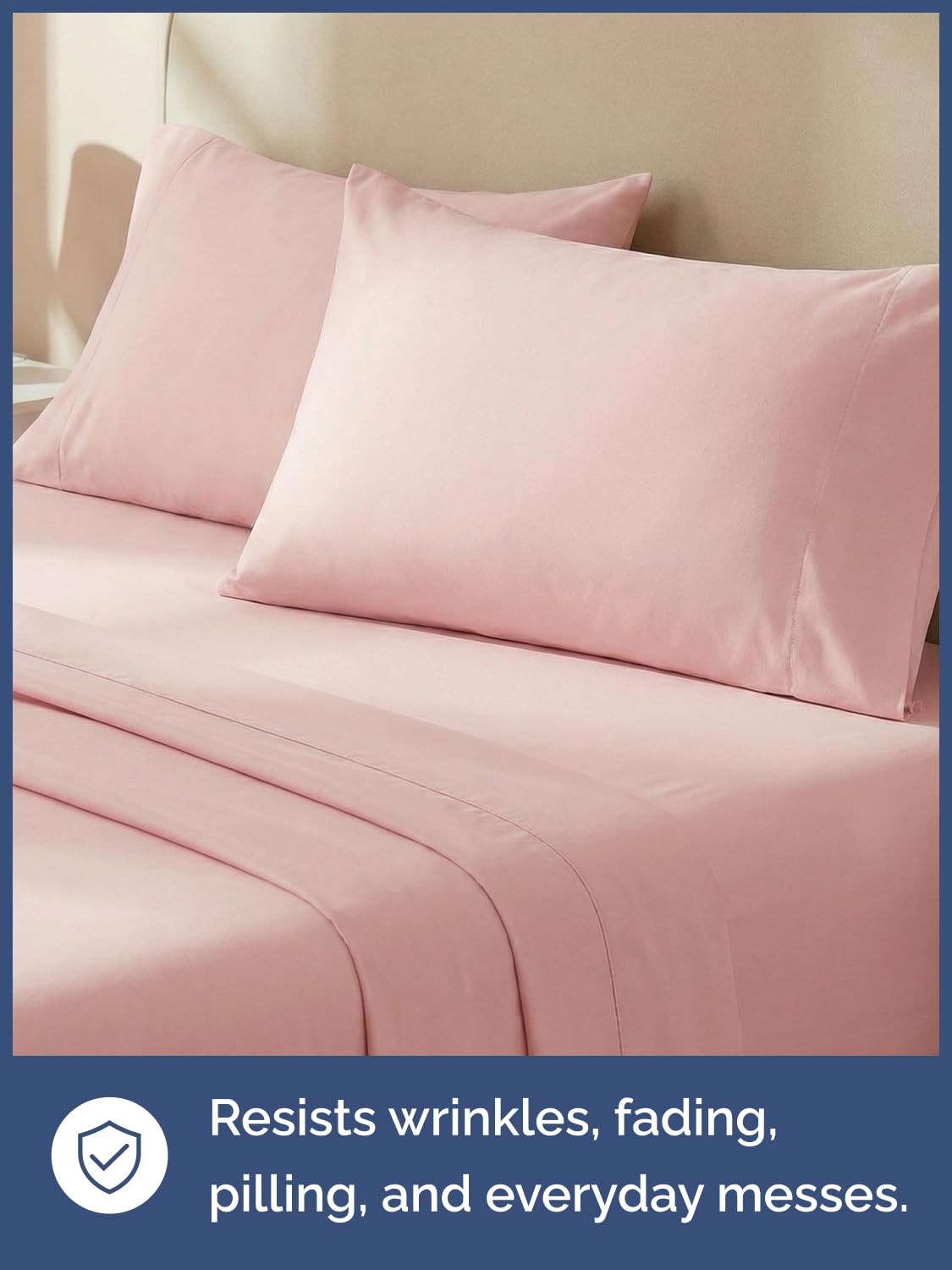 Kids Full Size Bed Sheet Set - 4 Piece Kids Loft Bed Sheets - Solid Pink Themed Bedding - Soft, Cute and Cozy - Breathable and Machine Washable - Bedding for Boys, Girls, Teens & Toddlers - Oeko-Tex