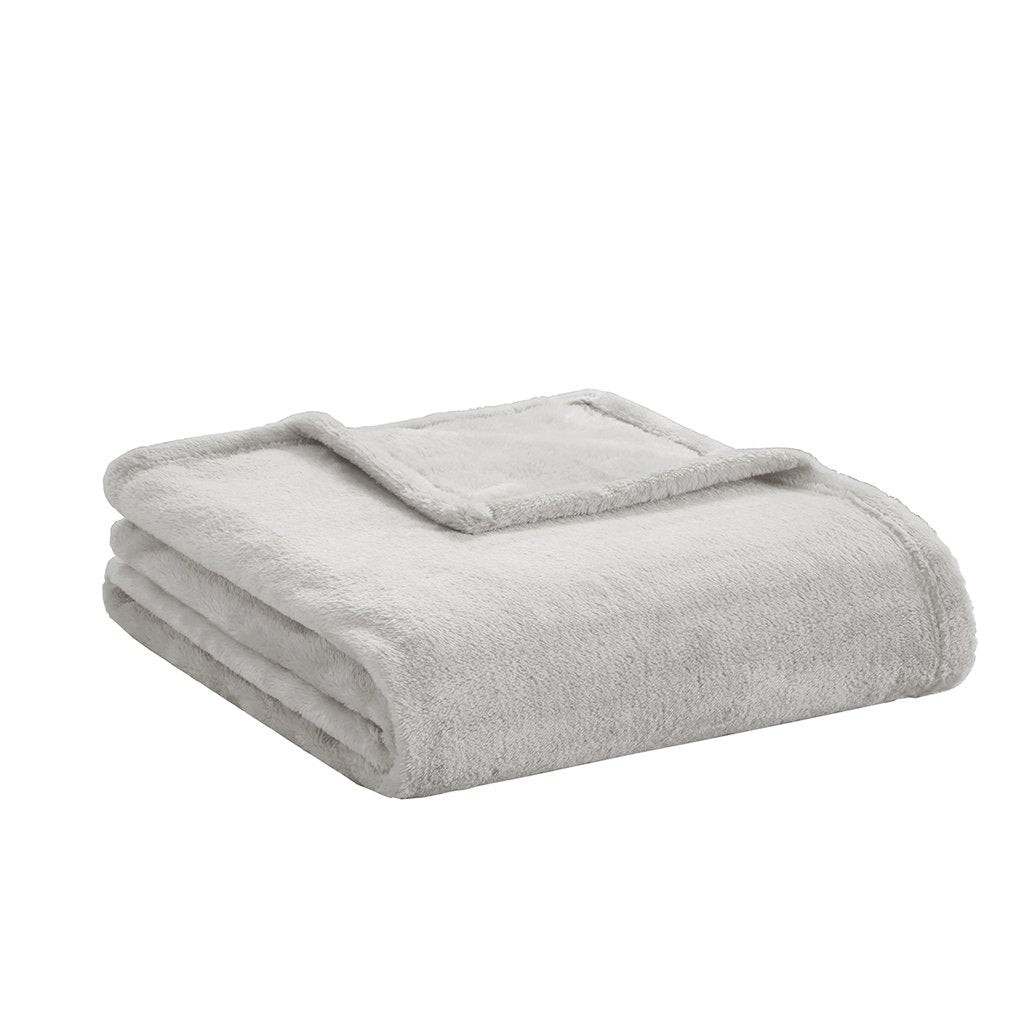 Intelligent Design Microlight Plush Luxury, Oversized Throw-Blanket, Premium All Season Cover for Bed, Couch, 60"x70", Grey