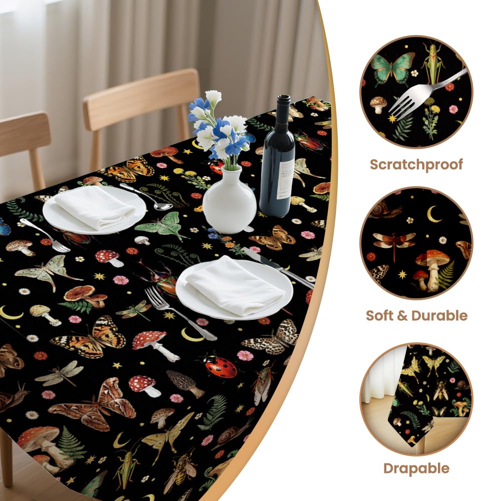 ANATTASOUL Butterflies and Moths Rectangle Table Cloth Waterproof 6ft Fall Tablecloth, 84"x60" Stain Resistant and Wrinkle Free Table Cover for Dining Party Buffet Camping Wedding