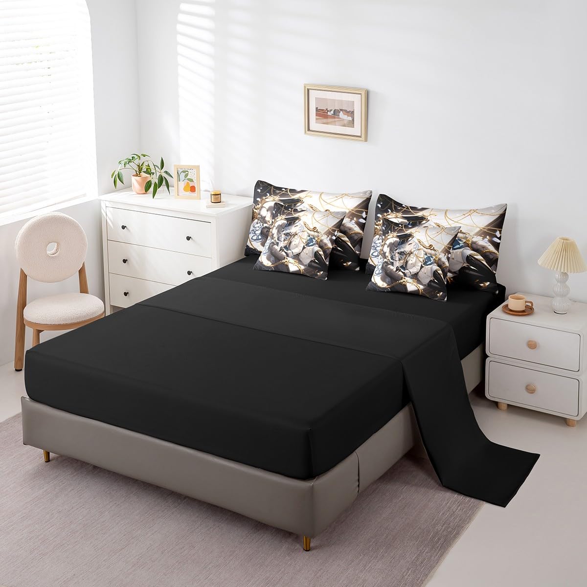 Erosebridal Anime Girl Queen 7 Piece Bedding Set for Kids, Kawaii Japanese Anime Bed in A Bag Cartoon Girl Comforter Set with Sheets for Girls Boys Teens Men Room, Japanese Animation Bed Sets