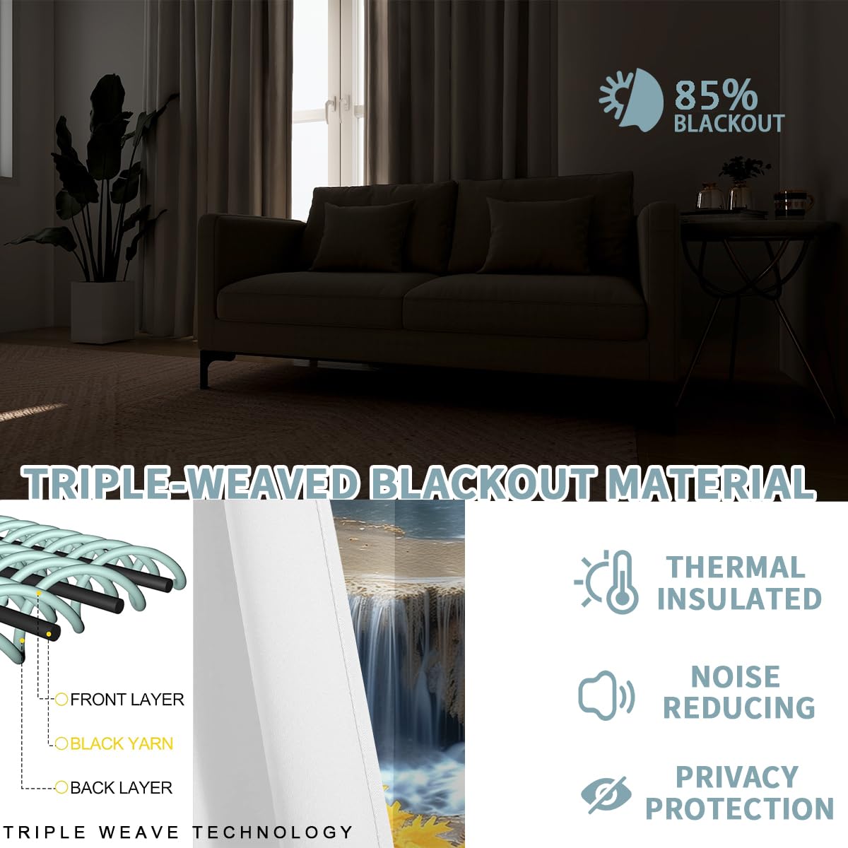 Landscape Blackout Curtains for Girls Boys Teens Home Decor, Nature 3D Autumn Fall Forest Maples Grommet Thermal Insulated Drapes Darkening Window Curtain for Bedroom Living Room, 84 x 84 Inch