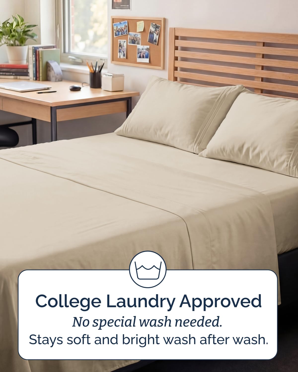 Full XL Bed Sheet - 4 Piece Full XL Bed Sheets Set - Ultra-Soft, Comfy, Breathable & Cooling - Hotel Luxury Bedding for Women & Men with Deep Pockets - Wrinkle Free & Fade Resistant - Oeko-Tex - Wheat