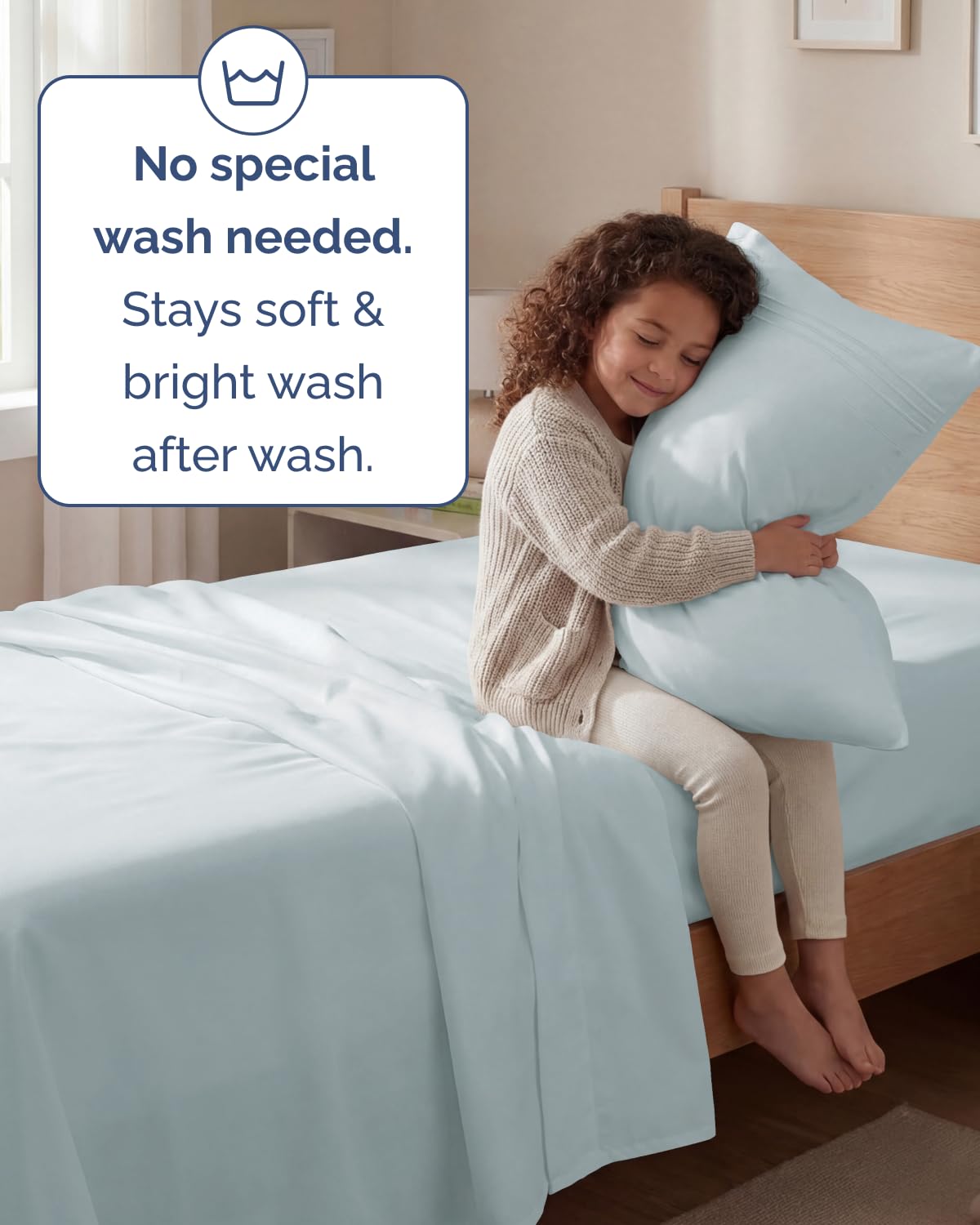 Twin Size 3 Piece Sheet Set - Comfy Breathable & Cooling Sheets - Hotel Luxury Bed Sheets for Women & Men - Deep Pockets, Easy-Fit, Extra Soft & Wrinkle Free Sheets - Ice Blue Oeko-Tex Bed Sheet Set