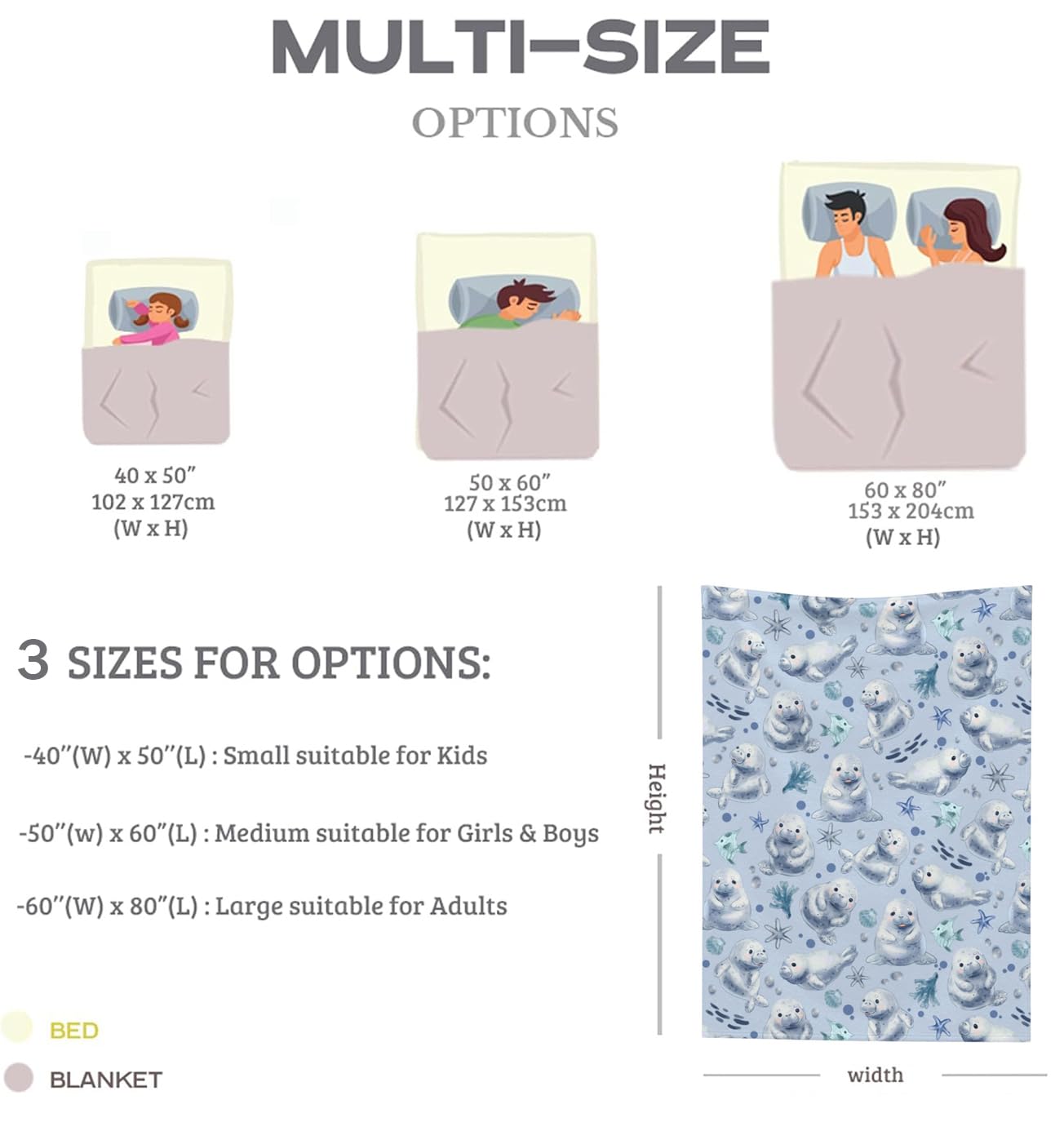 Manatees Throw Blanket 50"x40" Fuzzy Soft Cozy Manatee Blankets Soft Throws Warm Lightweight Plush Fleece Throw Blanket for Kids Men Women Gift Bed Couch Sofa