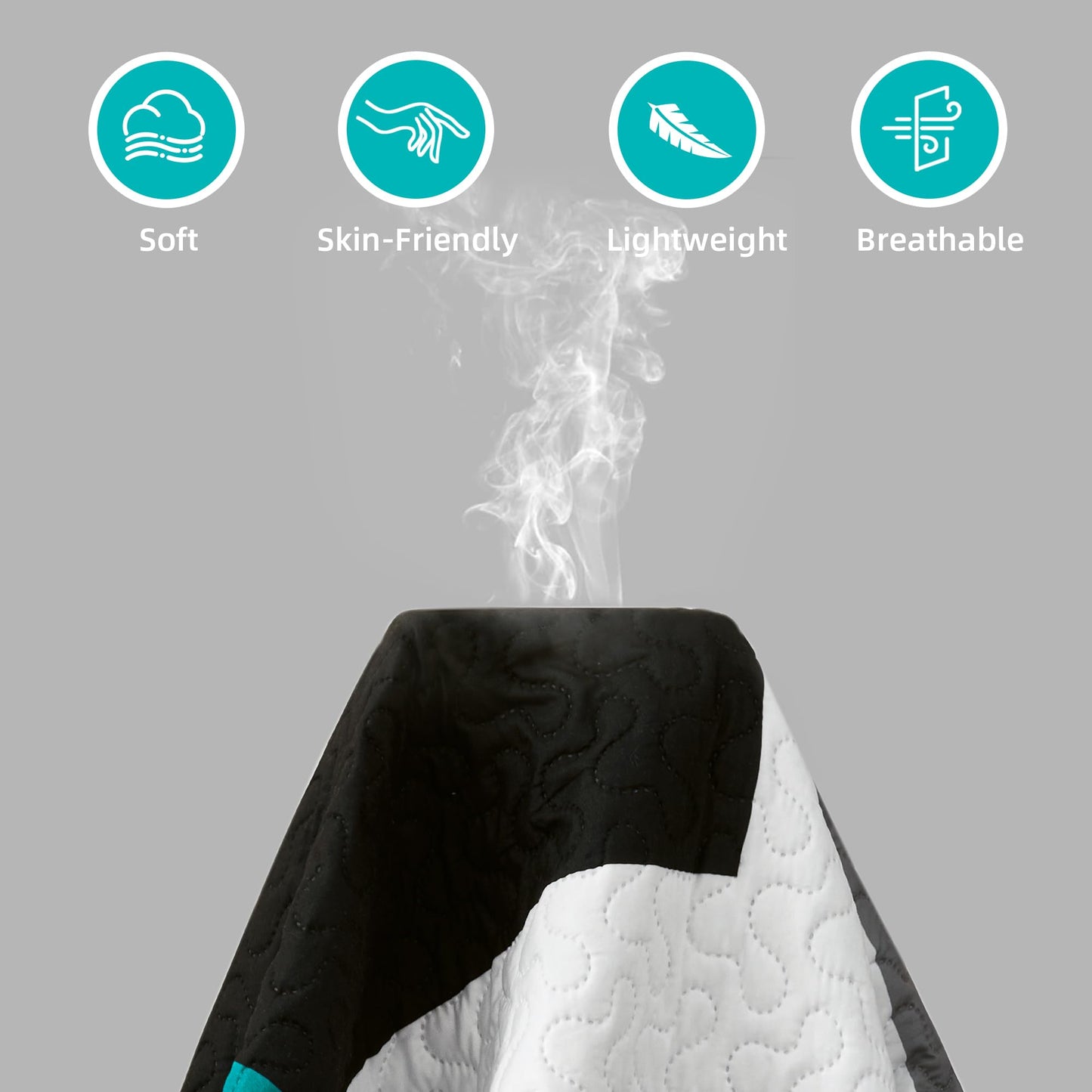 Tyrot 3 Piece Teal/Turquoise Grey Quilt Set King Size Black White Geometric Reversible Bedding Set Microfiber Lightweight Bedspread Coverlet with 2 Shams Modern Bed Covers for All Season, 106''x96''