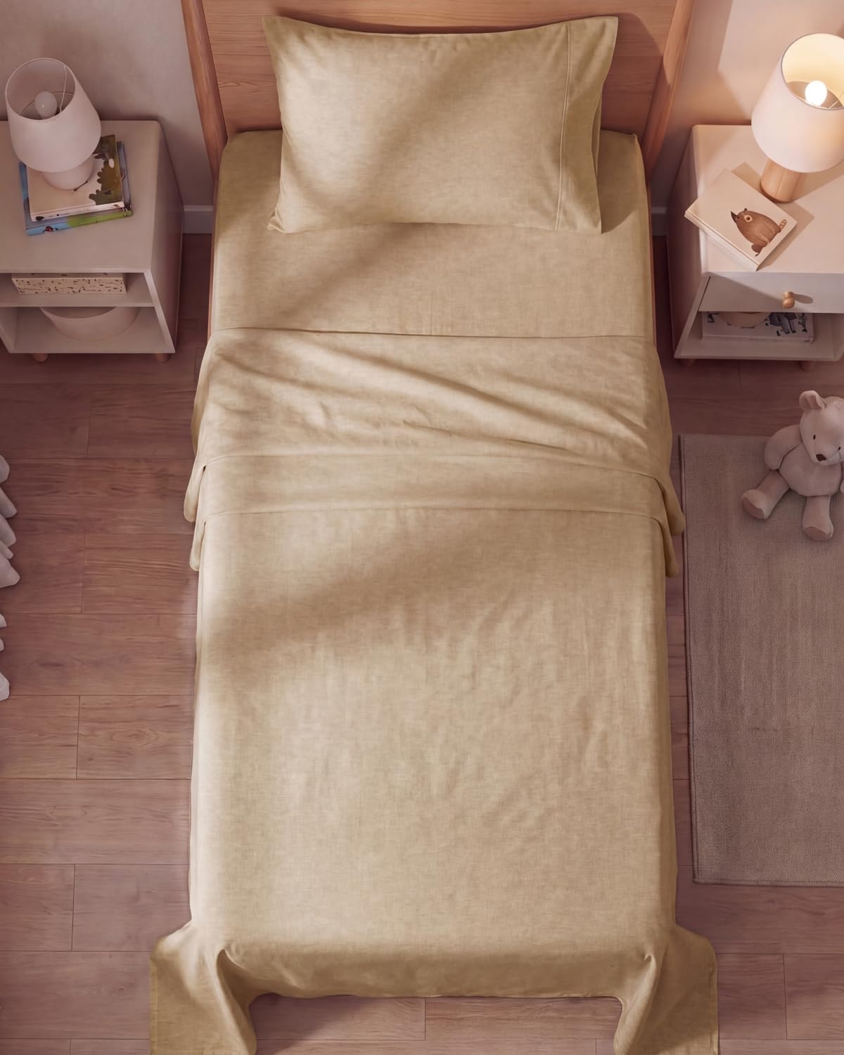 Twin Size 3 Piece Sheet Set - Comfy Breathable & Cooling Sheets - Hotel Luxury Bed Sheets for Women & Men - Deep Pockets, Easy-Fit, Soft & Wrinkle Free Sheets - Heathered Tan Oeko-Tex Bed Sheet Set