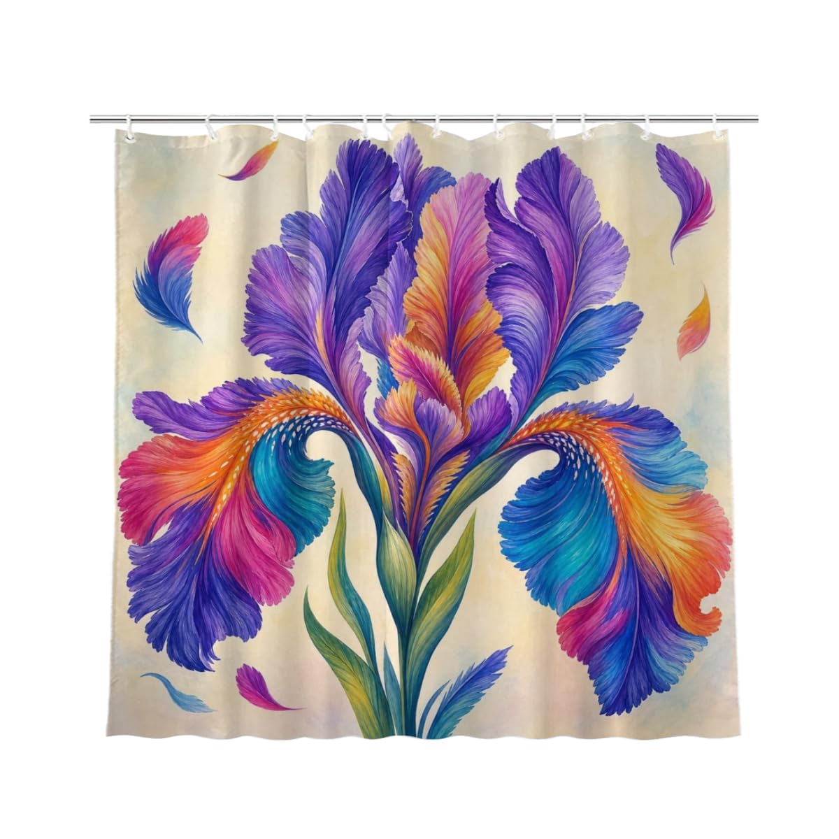 Youtoko Rose Floral Shower Curtain 72x72 Inch with 12 Hooks Polyester Bath Decor Set Warm Pink Misty Garden Motif Romantic Style for Bathroom