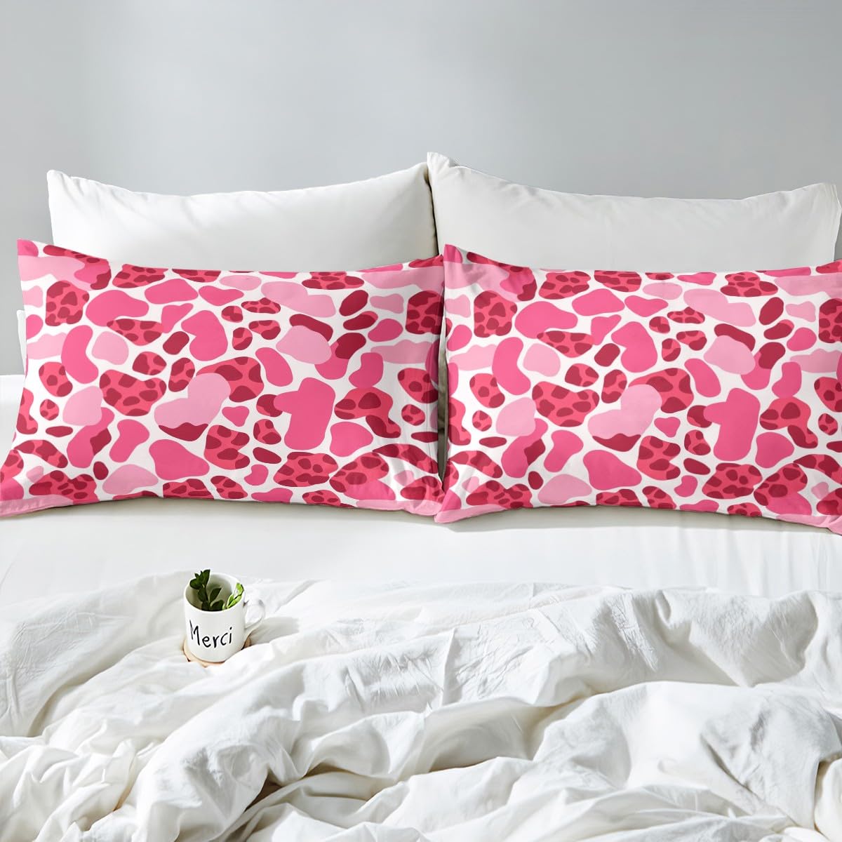 Feelyou Leopard Fitted Sheet Queen Size Cheetah Bed Sheet Set for Boys Teens Decor Hot Pink Bedding Set Safari Bed Cover Bedroom Animal Print Bed Set 3Pcs