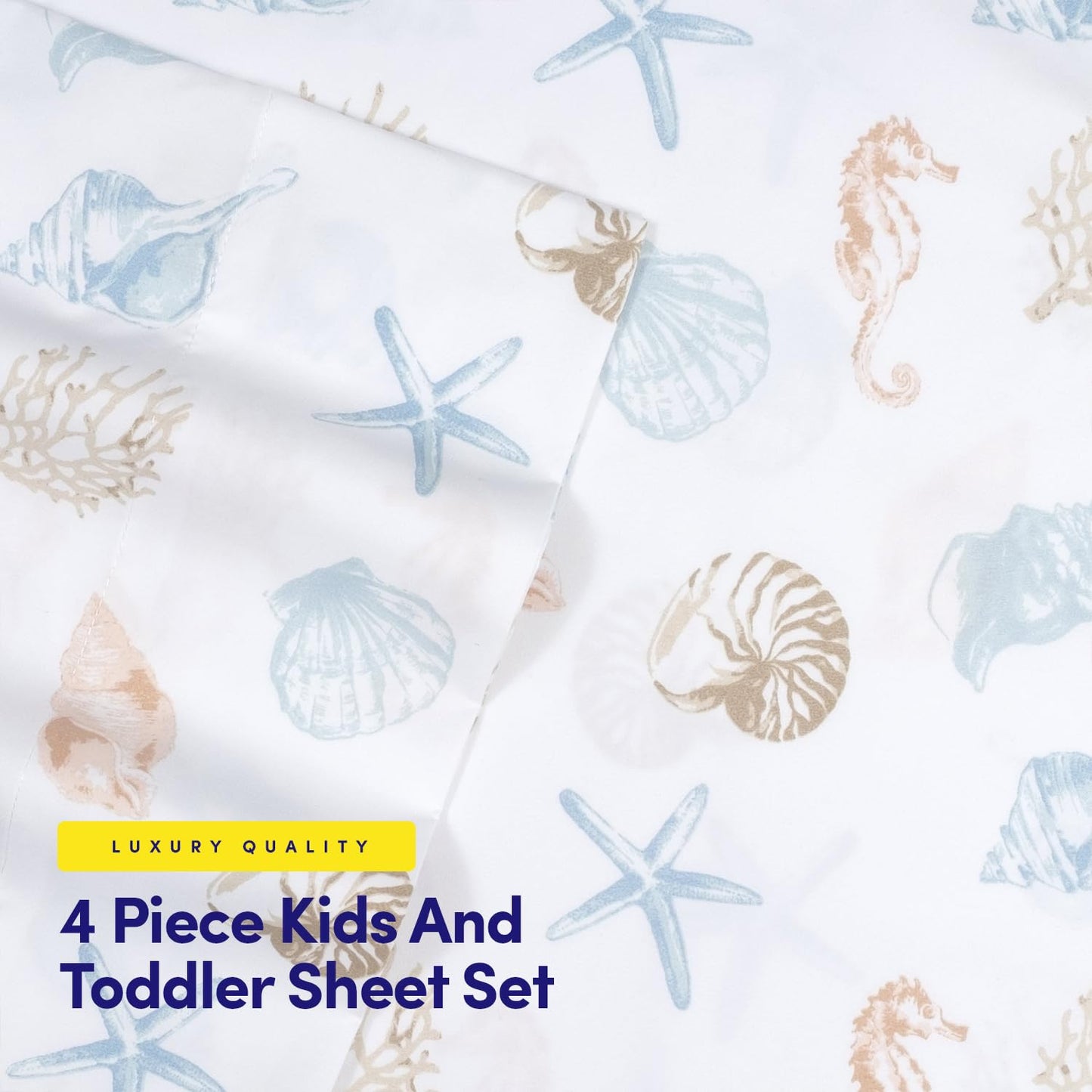 1500 Supreme Kids Bed Sheet Collection - Fun Colorful and Comfortable Boys and Girls Toddler Sheet Sets - Deep Pocket Wrinkle Free Soft and Cozy Bedding - Twin, Seashells