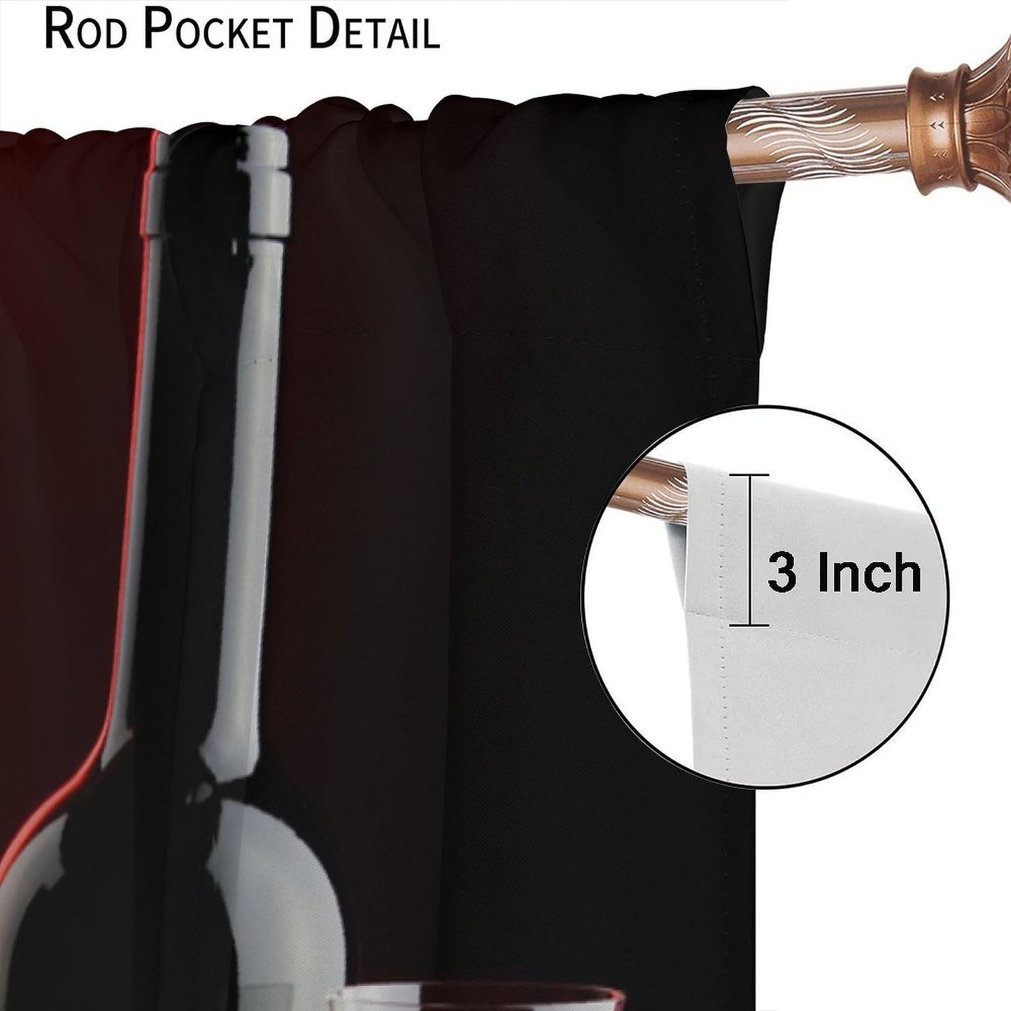 Wine Curtains, Red Wine Bottle Glass Grapes Print, Light Filtering Window Drapes for Kitchen Dining Room Living Room, 20.5" W x 44.5" L, 2 Panels （No Blackout）