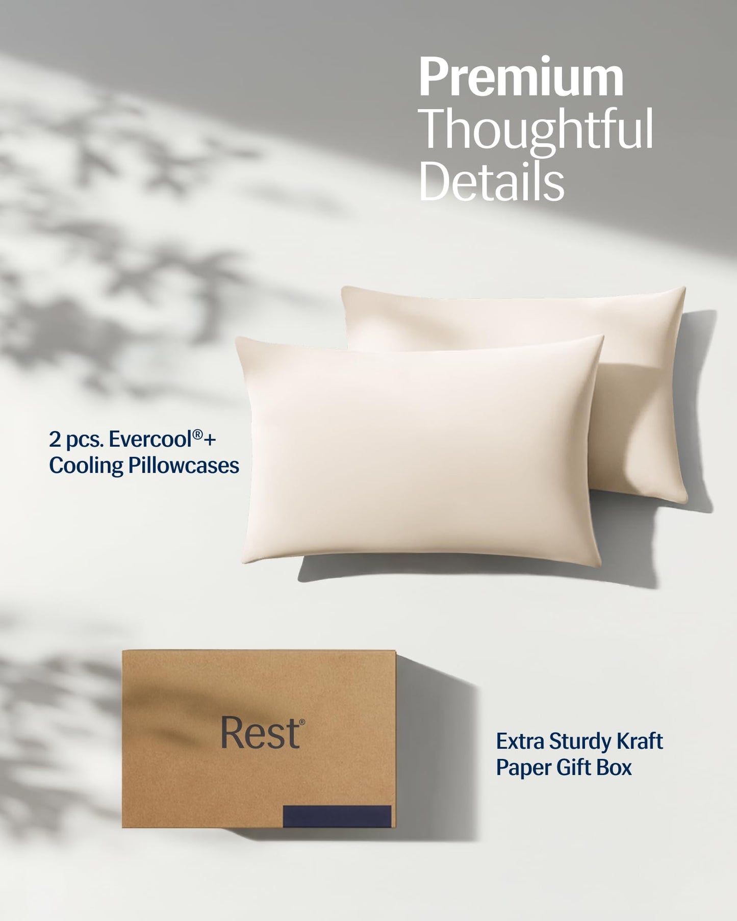 REST Evercool+Cooling Pillowcases King Size 2PCS for Hot Sleepers & Night Sweats, Silver-Infused Fabric for Hygienic Sleep, Sensitive Skin, Silky Smooth for Curly Hair, (19x35 inches)
