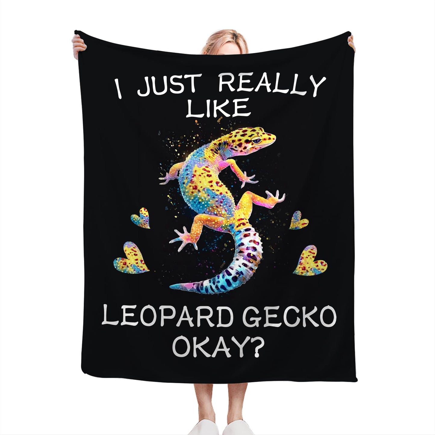 Leopard Gecko Blanket Soft Fuzzy Fleece Lizard Reptile Throw Blankets Decor Cozy Warm Plush Flannel Blankets Gifts for Boys Girls Men Women Home Chair Sofa Couch Bed 50"X40"