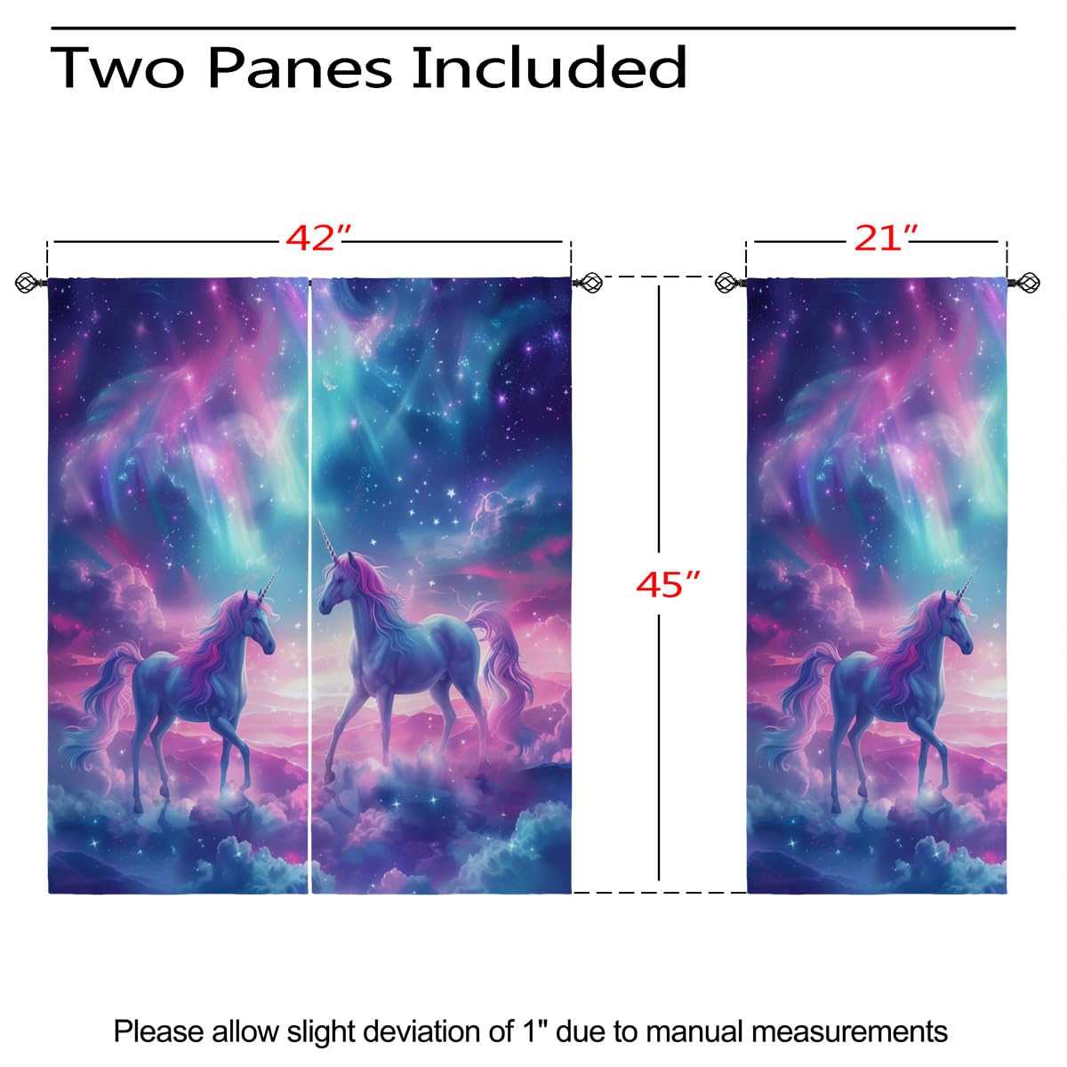 Fantasy Unicorn Blackout Curtains for Girls Boys Kids Teens Home Decor, Cute Starry Sky Stars Galaxy Grommet Thermal Insulated Drapes Darkening Window Curtain for Bedroom Living Room, 42 x 45 Inch