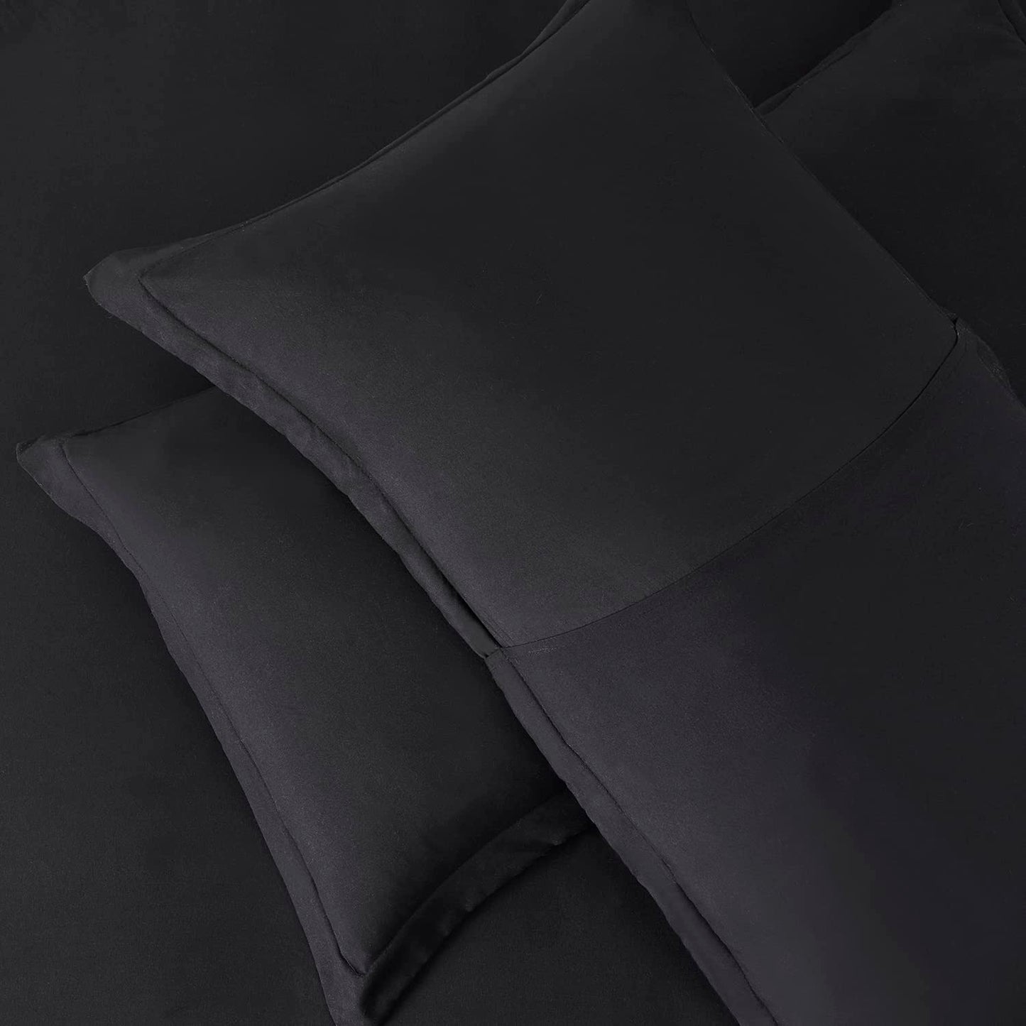 Hearth & Harbor Queen Size Duvet Cover & Bed Sheet Set Black, 7 Piece Soft Double Brushed Bedding Set, Includes Duvet Cover, Flat Sheet, Fitted Sheet, Pillowcases and Pillow Shams