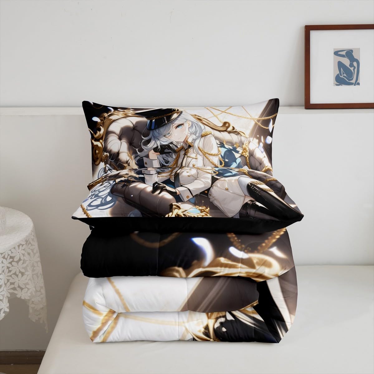 Erosebridal Anime Girl Twin Bedding Set for Kids, Kawaii Japanese Anime Comforter Set Cartoon Girl Duvet Insert for Girls Boys Teens Men Japanese Animation Down Comforter, 1 Pillow Case