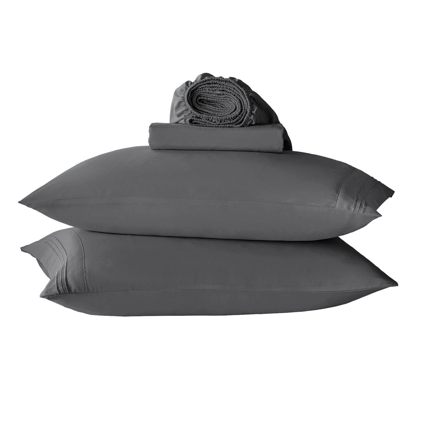 Yibeizi Grey Queen Sheet Sets-Luxury Hotel Style-Extra Deep Pocket Fitted Bed Sheet Set-Microfiber Bedding Sheets & Pillowcases-Soft Cooling Bedsheet 4 Piece