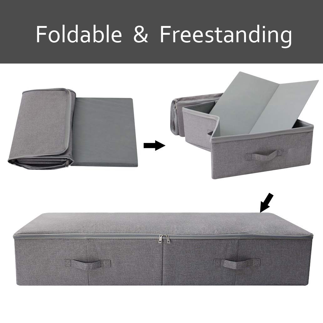 iwill CREATE PRO Under Bed Storage Bin, 100cm Large Foldable Container with Lid | 39.4"x16.9"x7" Dust-Proof Washable Organizer for Shoes, Clothing, Bedding | Durable Plastic Board, Dark Gray