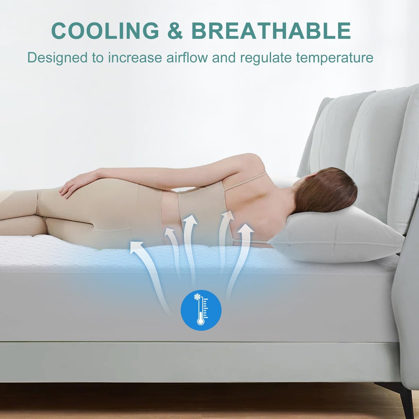 MERITLIFE Premium Waterproof King Size Mattress Protector Cooling 4D King Mattress Cover Breathable Deep Pocket Mattress Pad Machine Washable Noiseless Quiet (White,King 78"x80")
