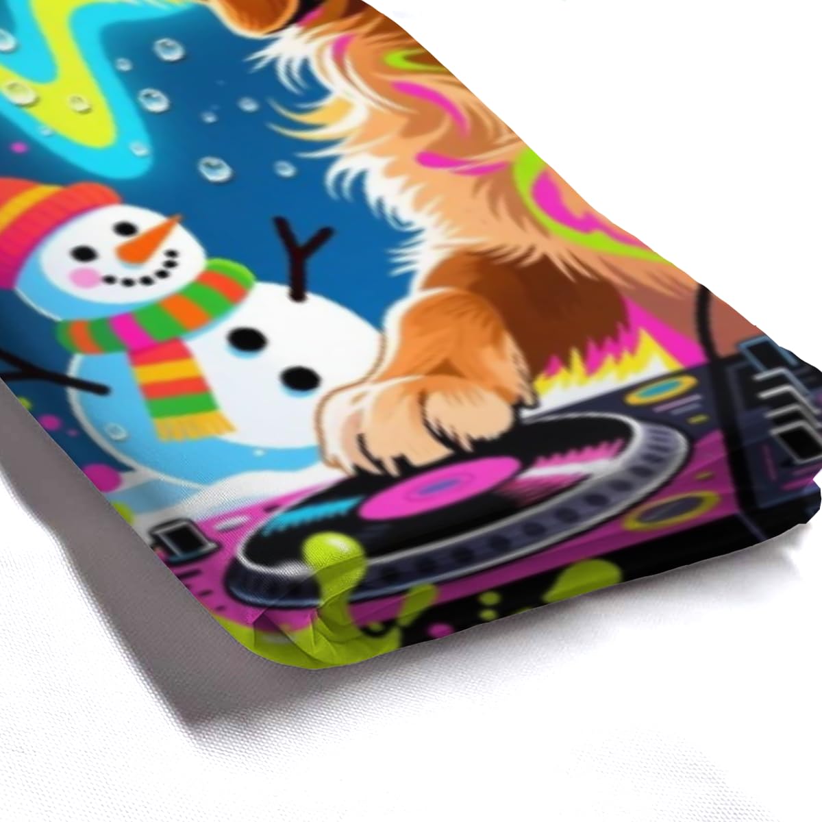 REZHOCH DJ Golden Retriever with Headphones Snowman Winter Shower Curtain Durable Waterproof Fabric Colorful Cartoon Fun Dog Vibrant Holiday Home Bathroom Decor 72x72Inch with Hooks