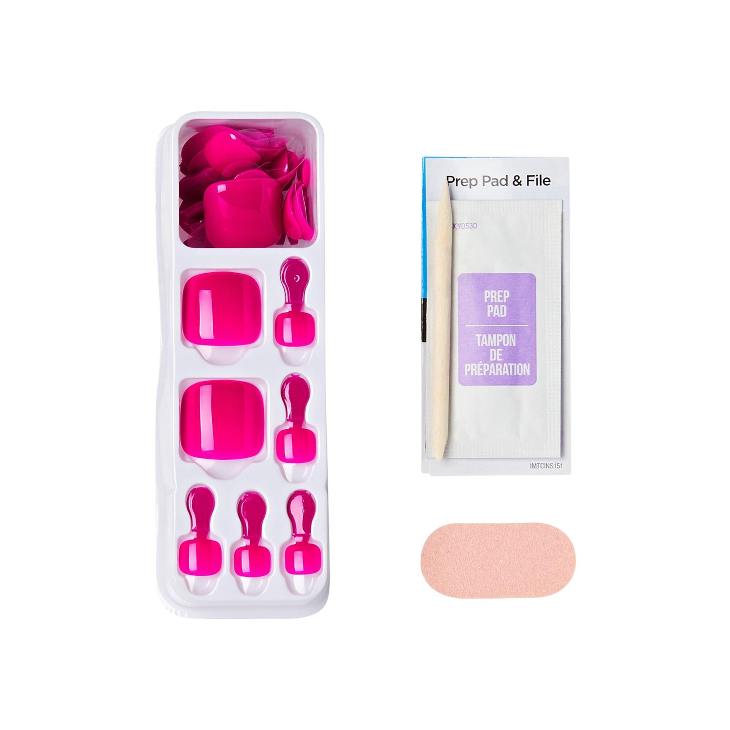 Kiss Impress No Glue Mani Press On Nails, Color, 'Take My Time', Pink, Short Size, Squoval Shape, Includes 24 Toenails, Prep Pad, Instructions Sheet, 1 Manicure Stick, 1 Mini File