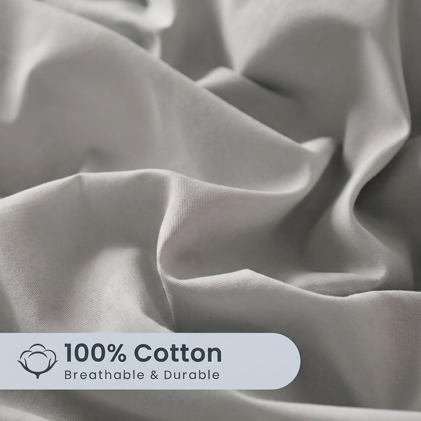 Cozaline 100% Cotton Light Grey Queen Size Duvet Cover Set - 3 Pieces Pintuck Pleated Duvet Cover, Soft Breathable Duvet Cover with Zipper Closure, Modern Minimalist Bedding Set