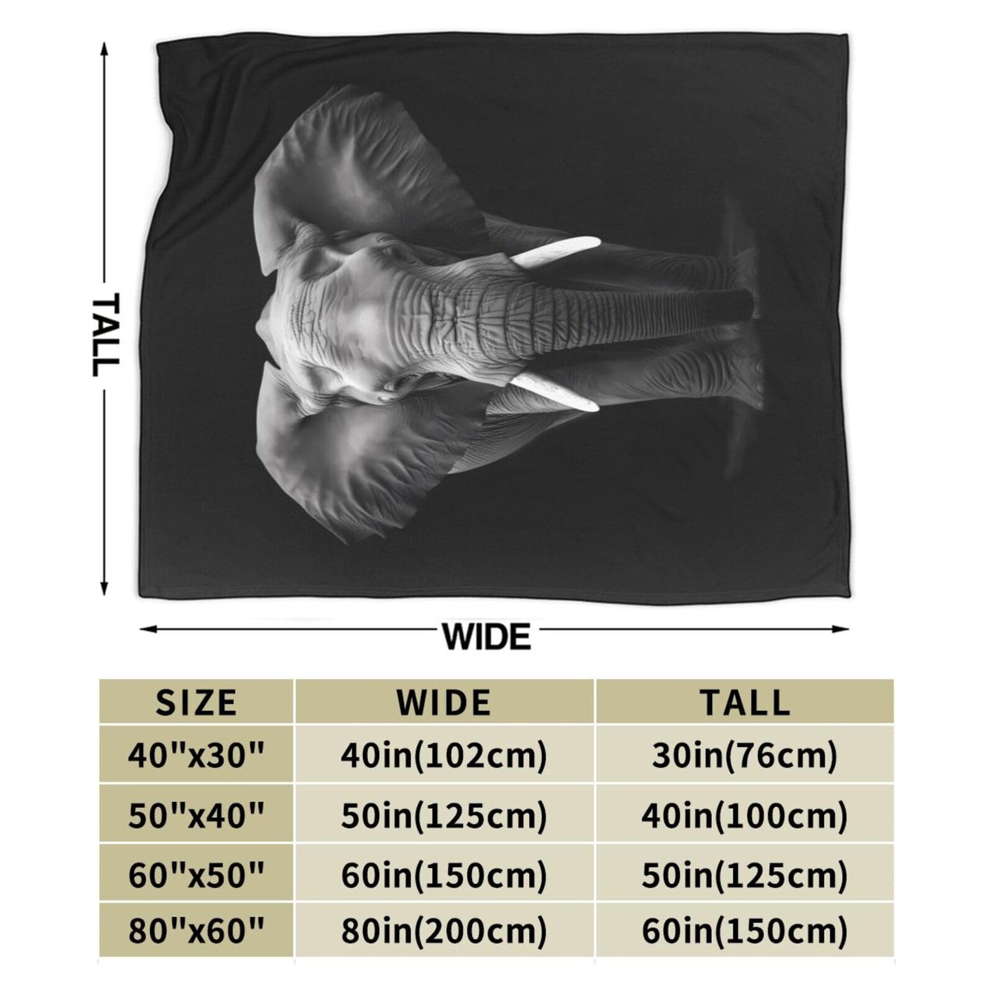 Gray Elephant Throw Blanket Soft Lightweight Flannel Fleece Blanket 50"X40" for Bed Sofa Couch Camping Travel