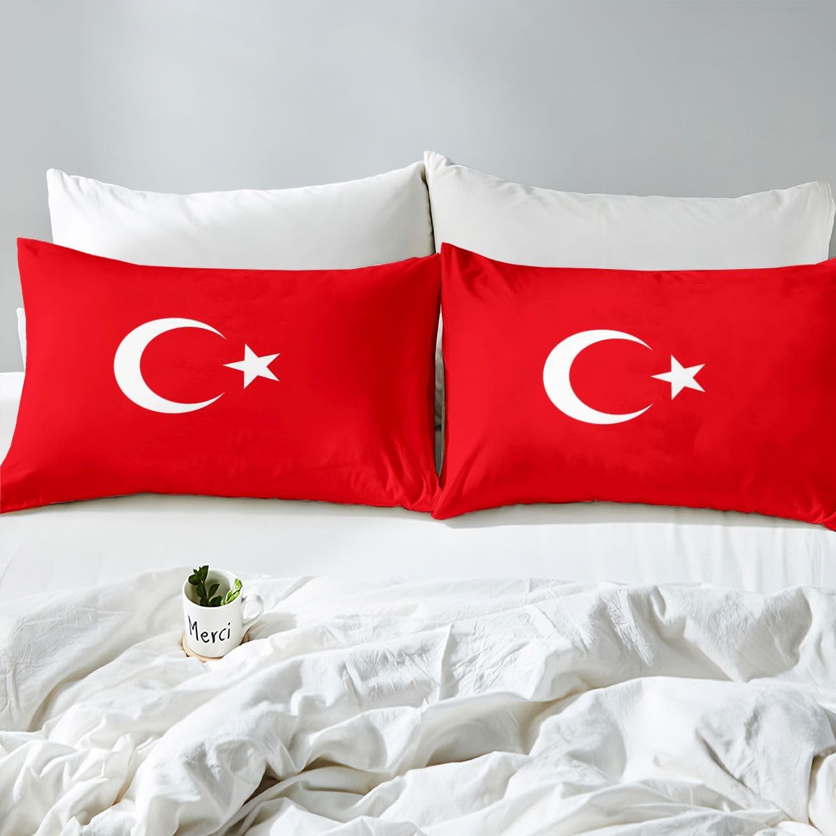 Feelyou Flag of Turkey Duvet Cover Full Size Turkish Bedding Set for Boys Girls World Countries Comforter Cover International Flag Bedroom Decor 3Pcs