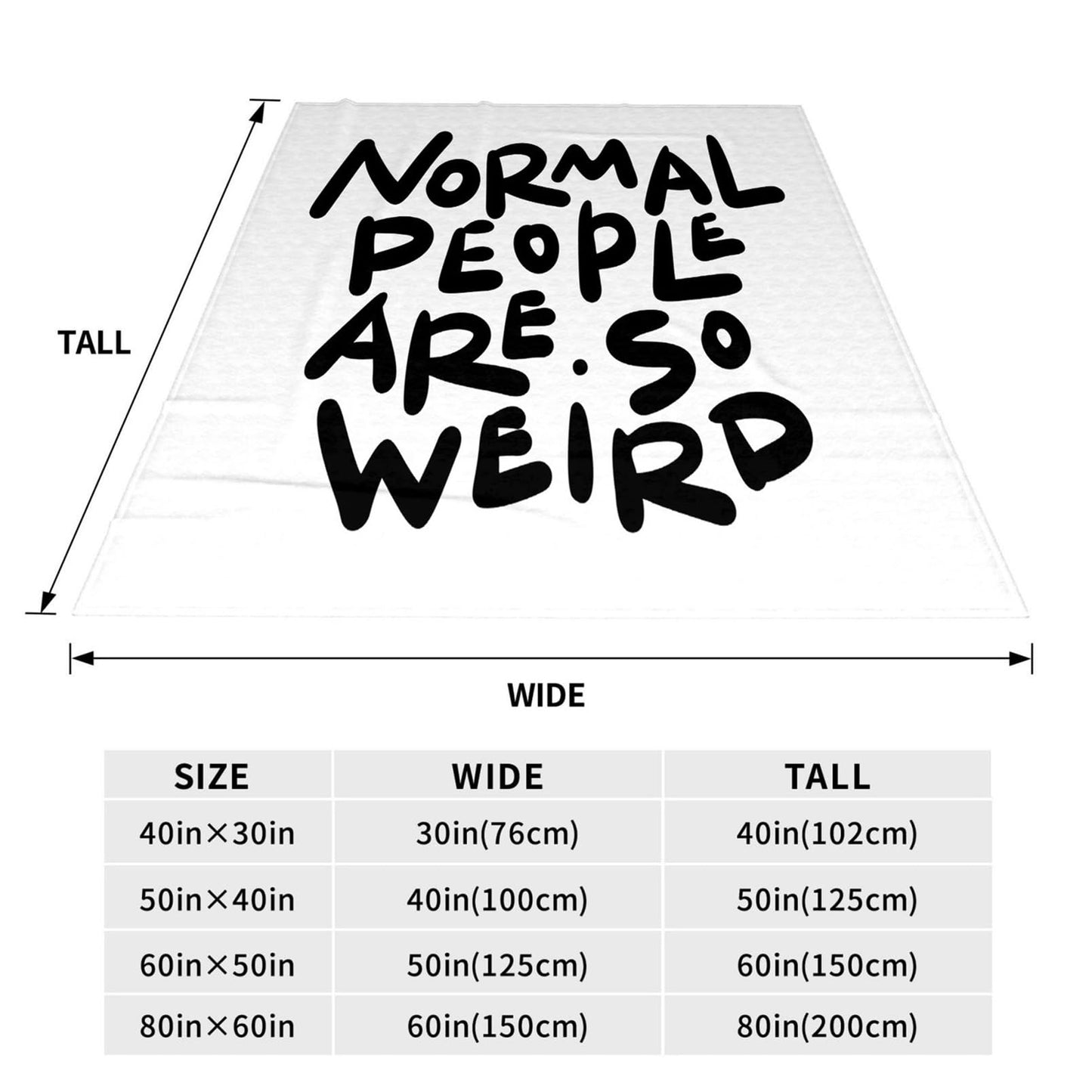 Throw Blanket 50x60 Inch,Normal People are So Weird Funny Hand Written Saying Cozy Soft Lightweight Fuzzy Flannel Blanket 60x50 Inch Suitable for Couch Bed Sofa Living Room in All Seasons