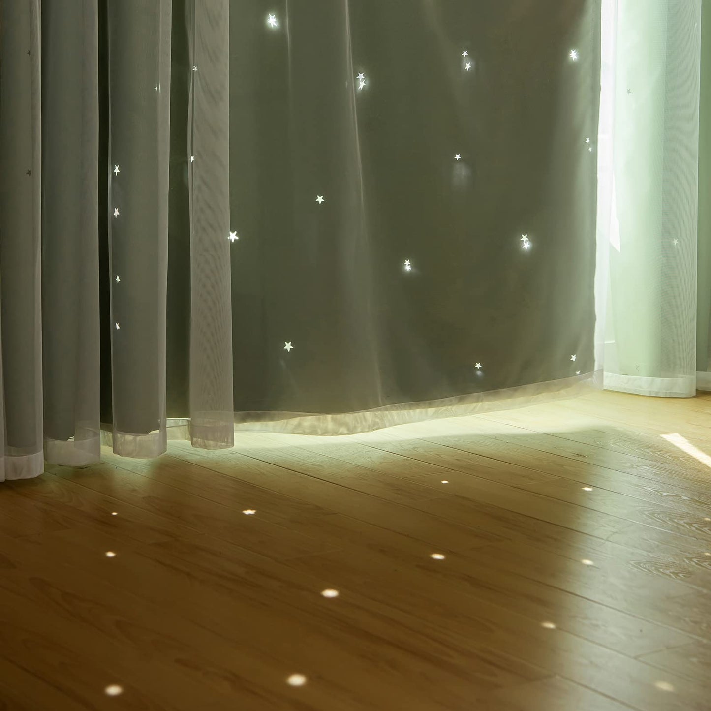 Loyala Stars Blackout Curtains for Bedroom - Double Layer, Kids, Cute - 84 Inch Long, Green, 52 x 84 Inch