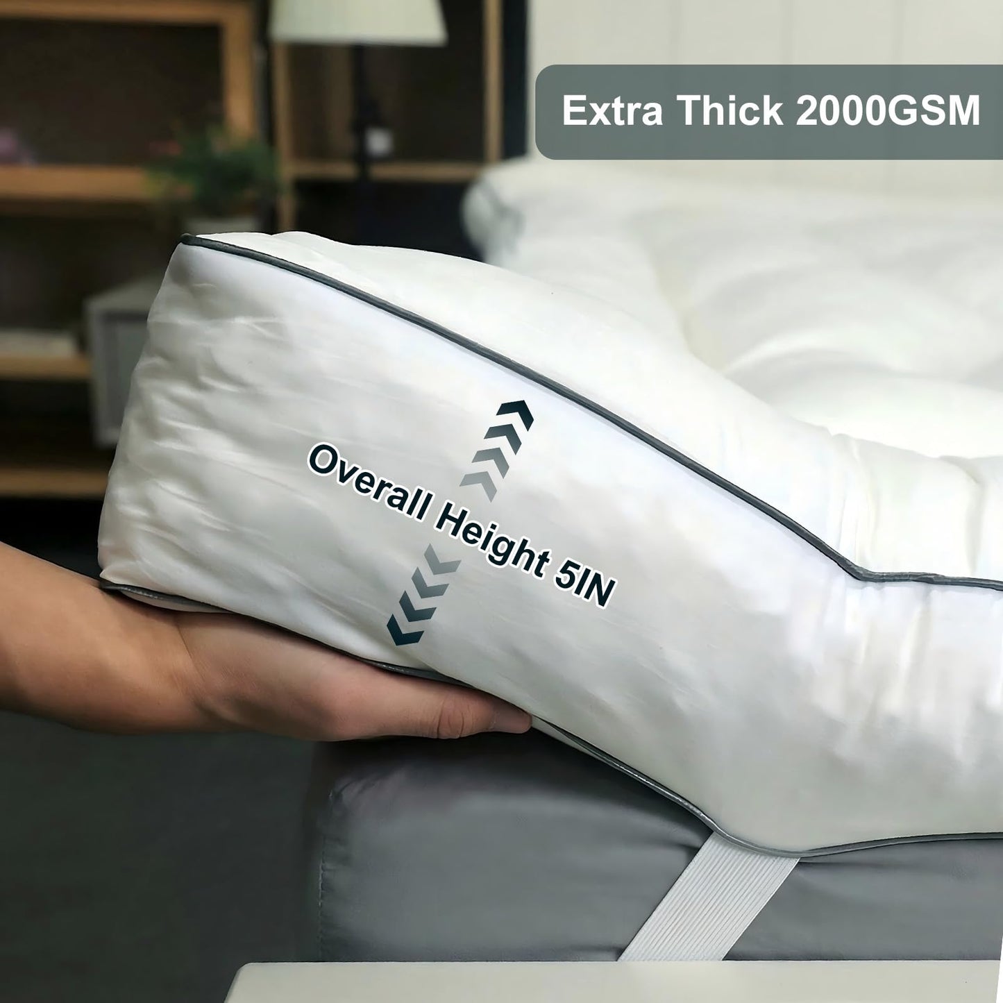 NightHug 5 Inch Memory Foam Mattress Topper Twin XL, 2000GSM Shredded Memory Foam Pillow Top, Back Pain Relief & Plush Support, Extra Thick & Breathable, College Dorm Must-Have