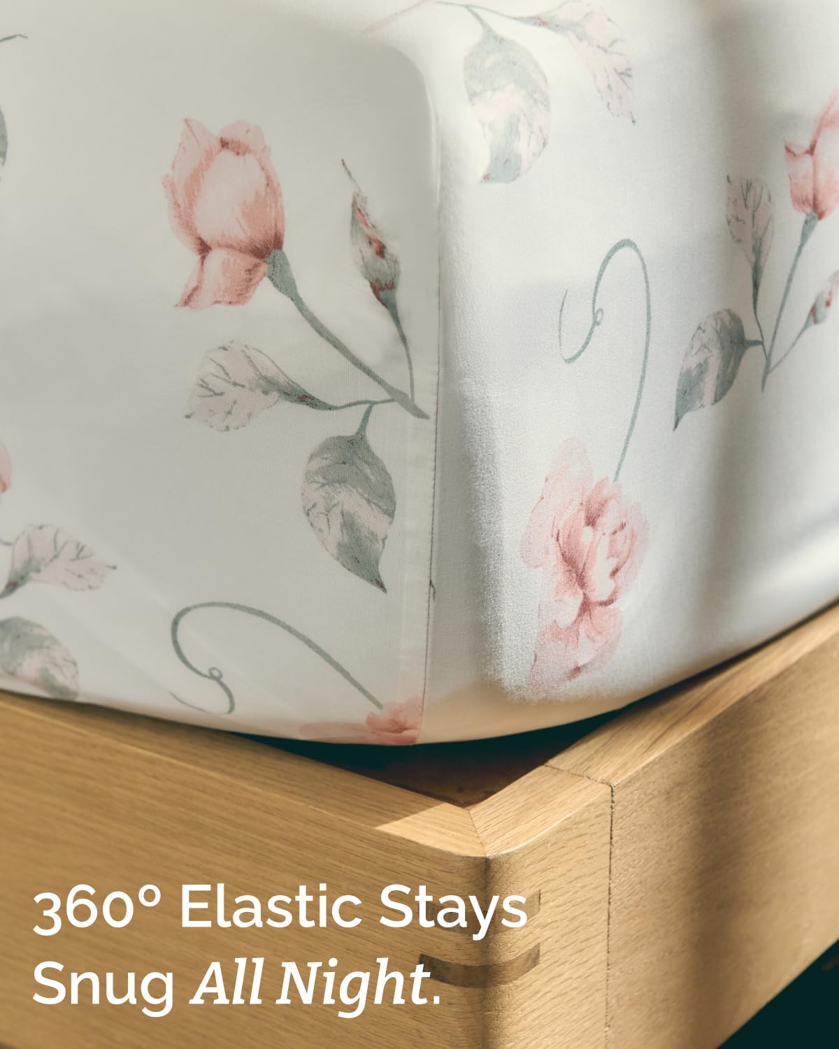 Floral Sheets - Floral Rose Bed Sheet Set - 1 Flat, 1 Fitted & 2 Pillowcases w/ Deep Pockets - Comfy, Wrinkle & Fade Free - Boho Botanical Bedding - Ultra-Soft, Breathable & Cooling - Queen Size Set