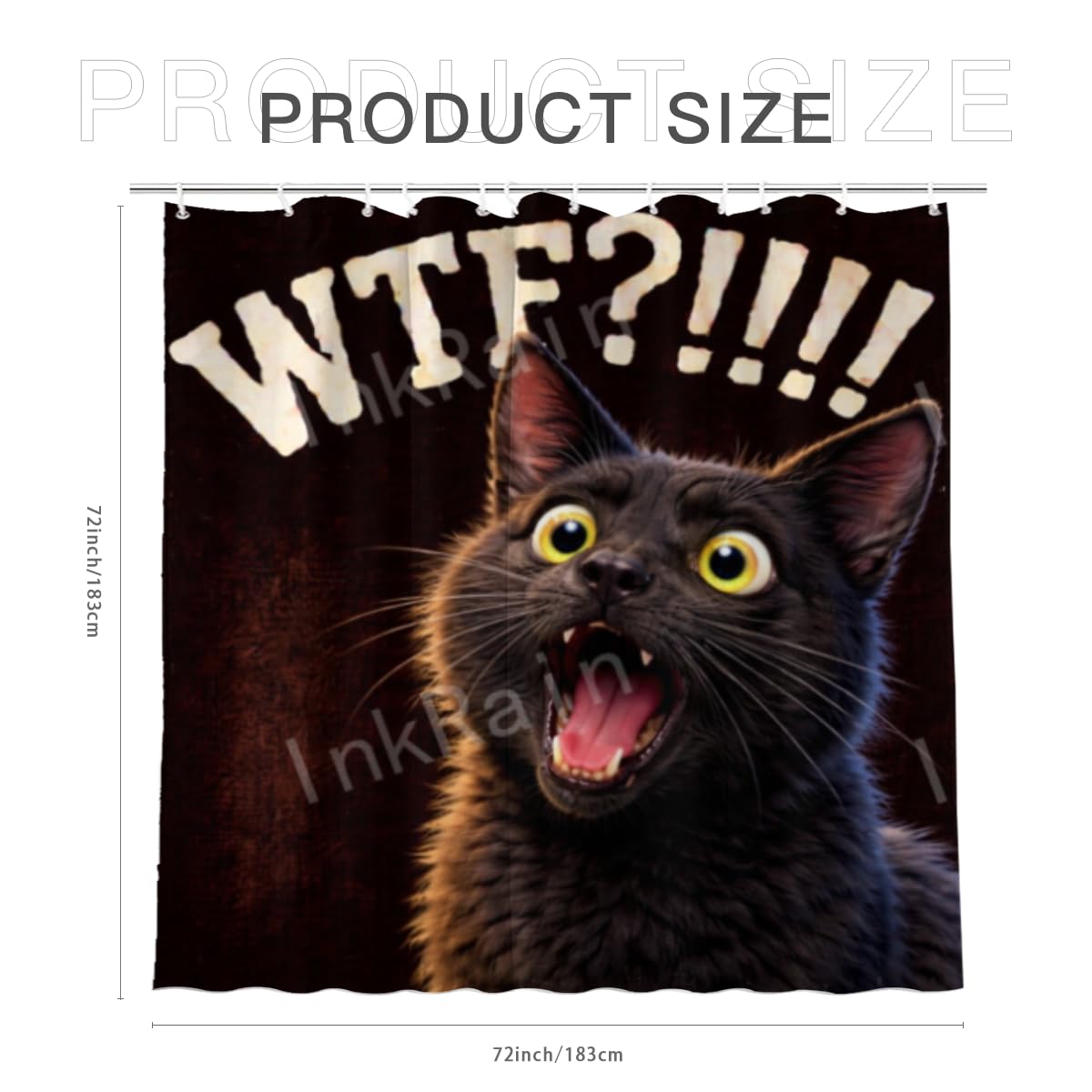 InkRain Black Cat Shower Curtain 72x72 Inch with 12 Hooks Cartoon Design Bathroom Curtain Waterproof Fabric Bath Curtain for Home Bathroom Decor