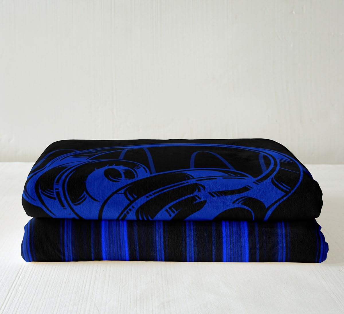 Feelyou Abstract Ombre Fleece Throw Blanket Throw 50"x60" Kids Blue and Black Musical Plush Blanket for Bed Sofa Couch Boys Girls Teens Music Themed Sherpa Blanket Geometric Striped Fuzzy Blanket